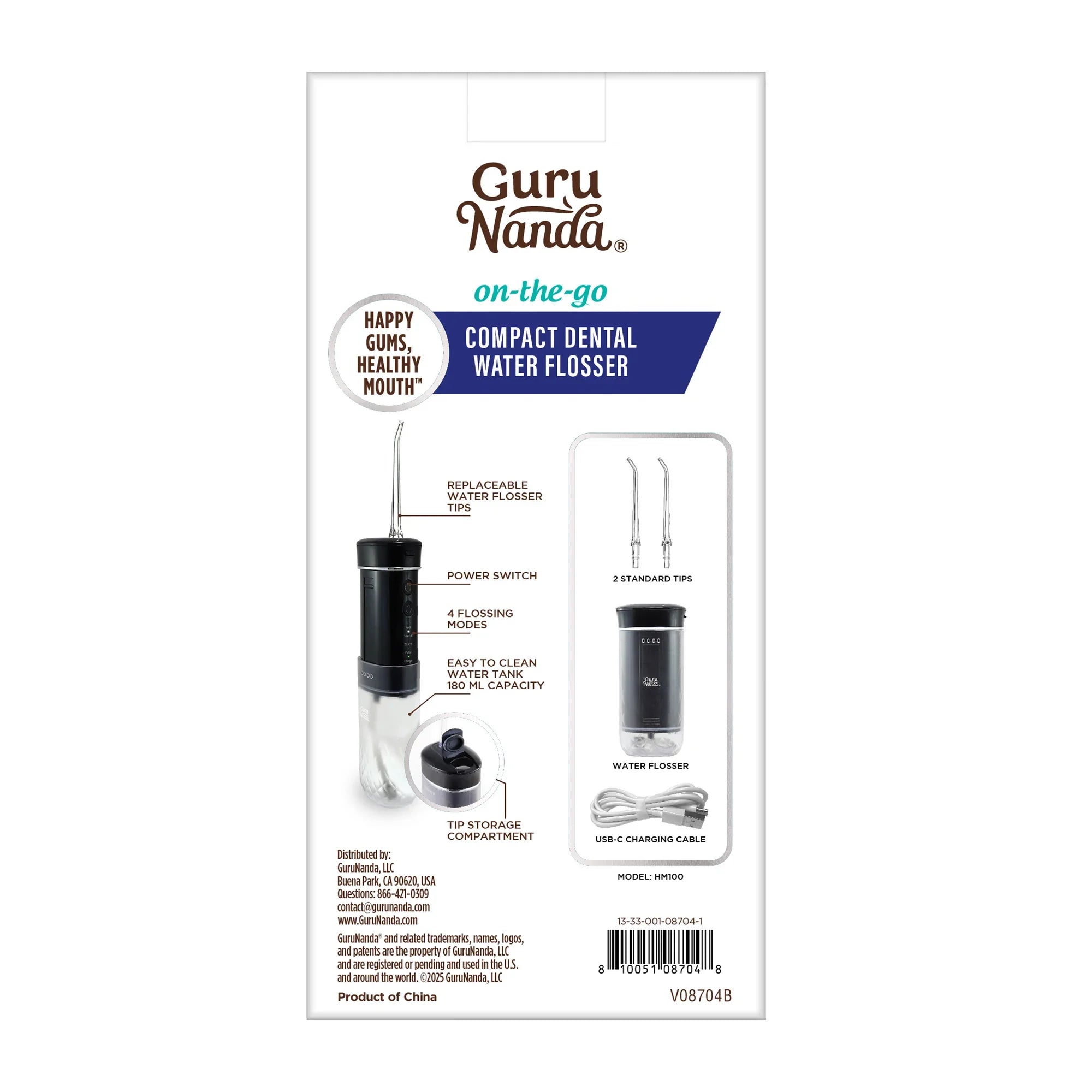 Hydropulseur dentaire compact (180 ml) - Noir