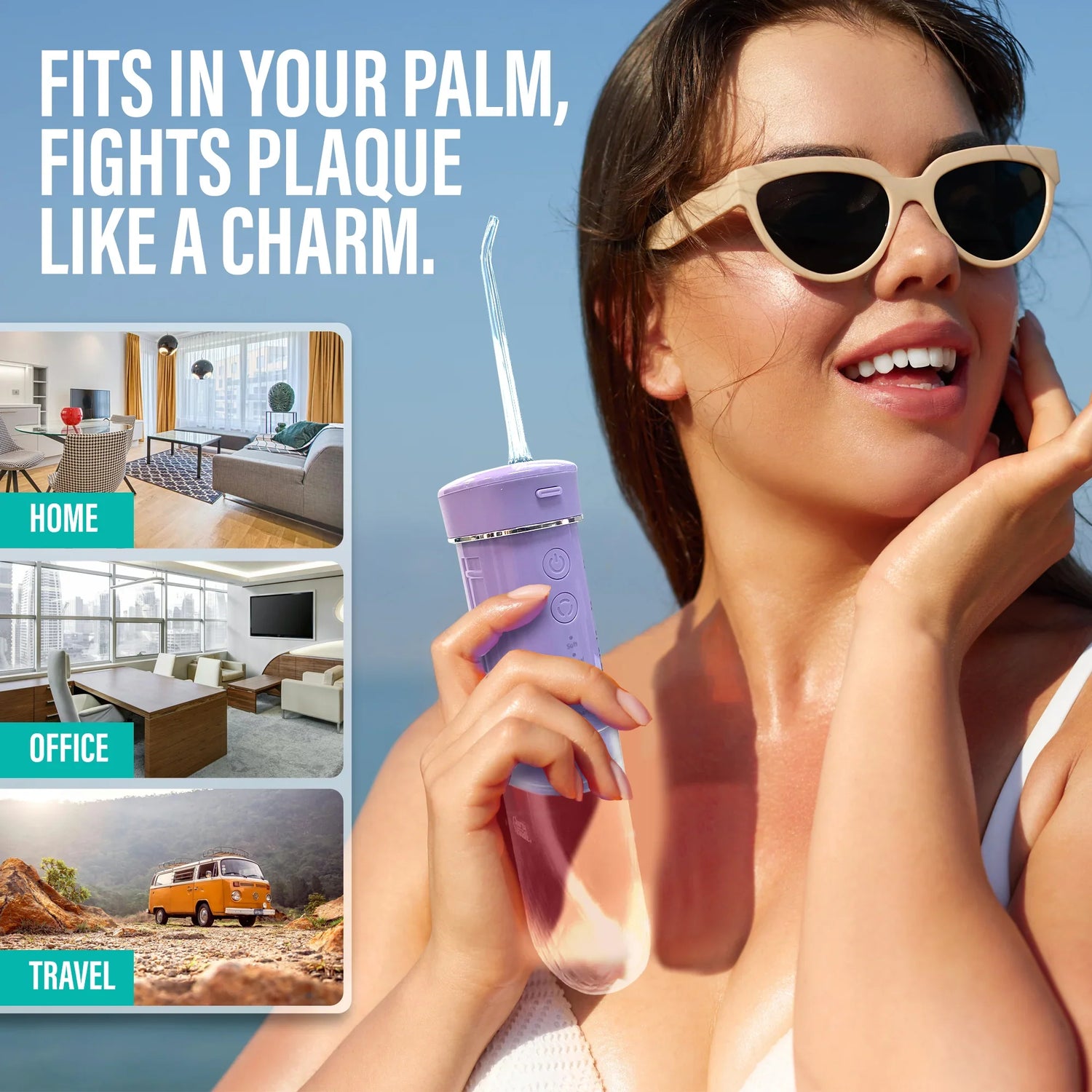 Compact Dental Water Flosser (180 ml) - Lavender