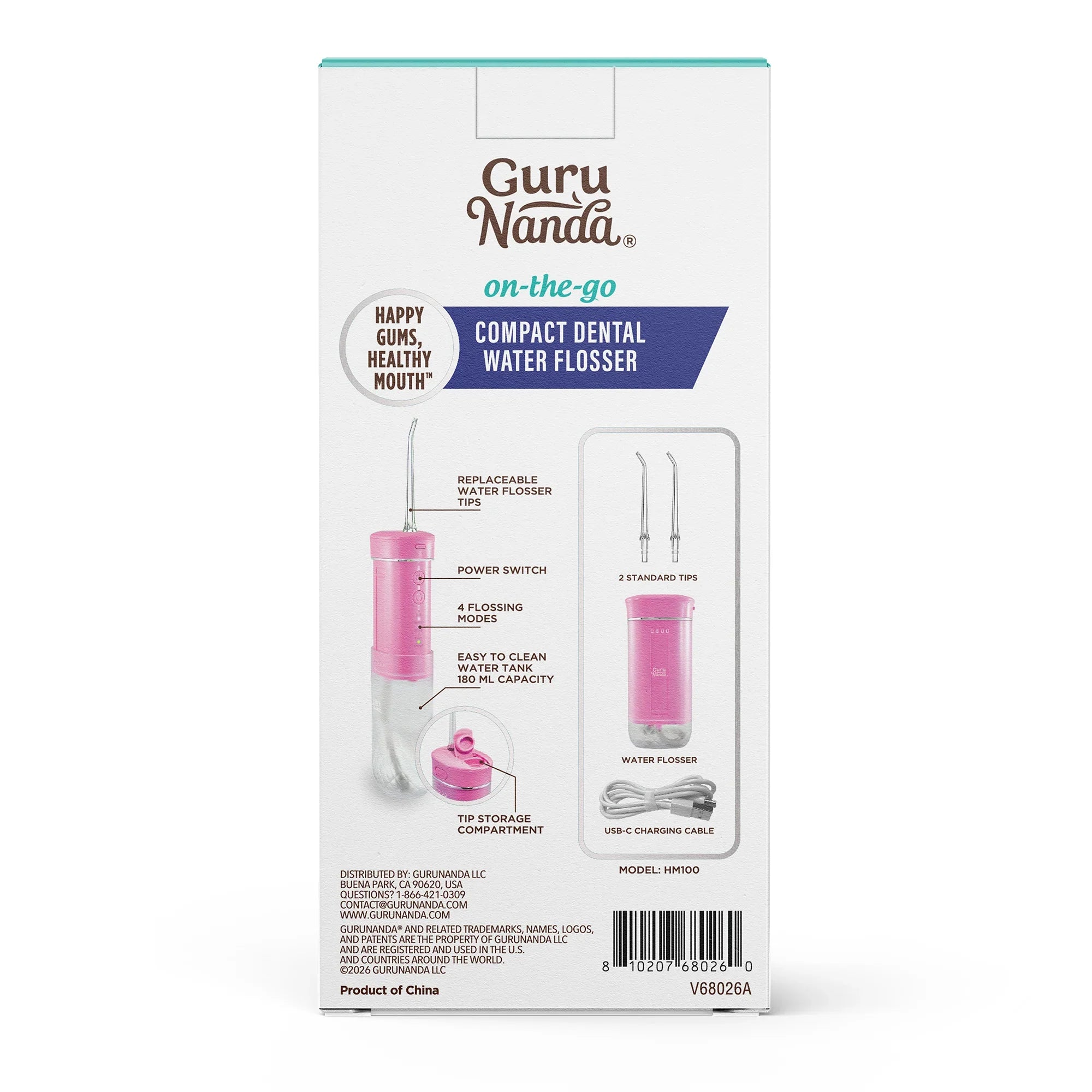 Exclusive Compact Dental Water Flosser (180 ml) - Pink