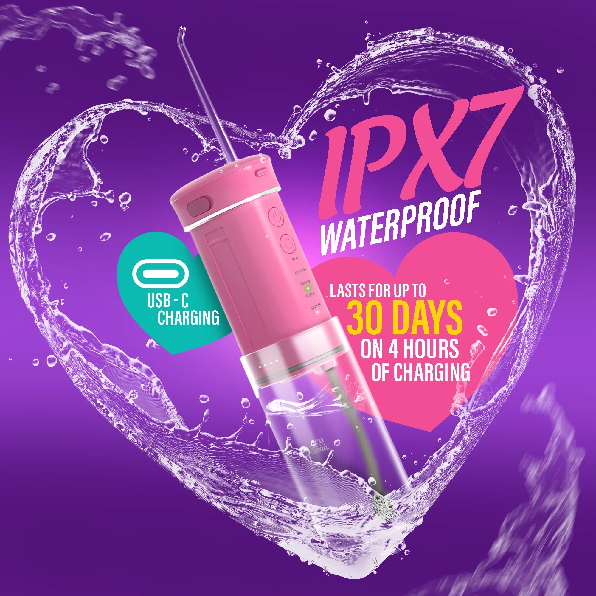 Exclusive Compact Dental Water Flosser (180 ml) - Pink