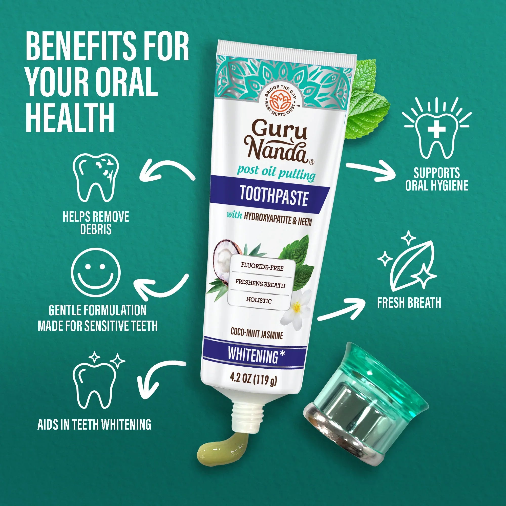 Travel-Size Hydroxyapatite & Neem Whitening Toothpaste, Fluoride Free – 1 oz