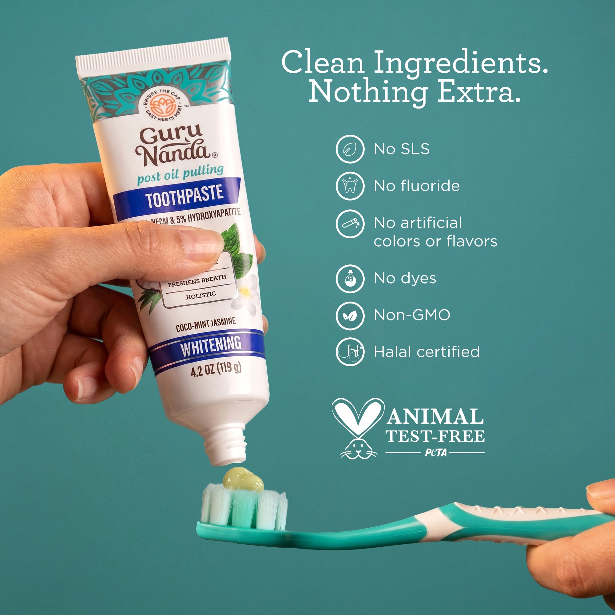 Pasta dental blanqueadora con hidroxiapatita y neem, sin flúor – 4.2 oz