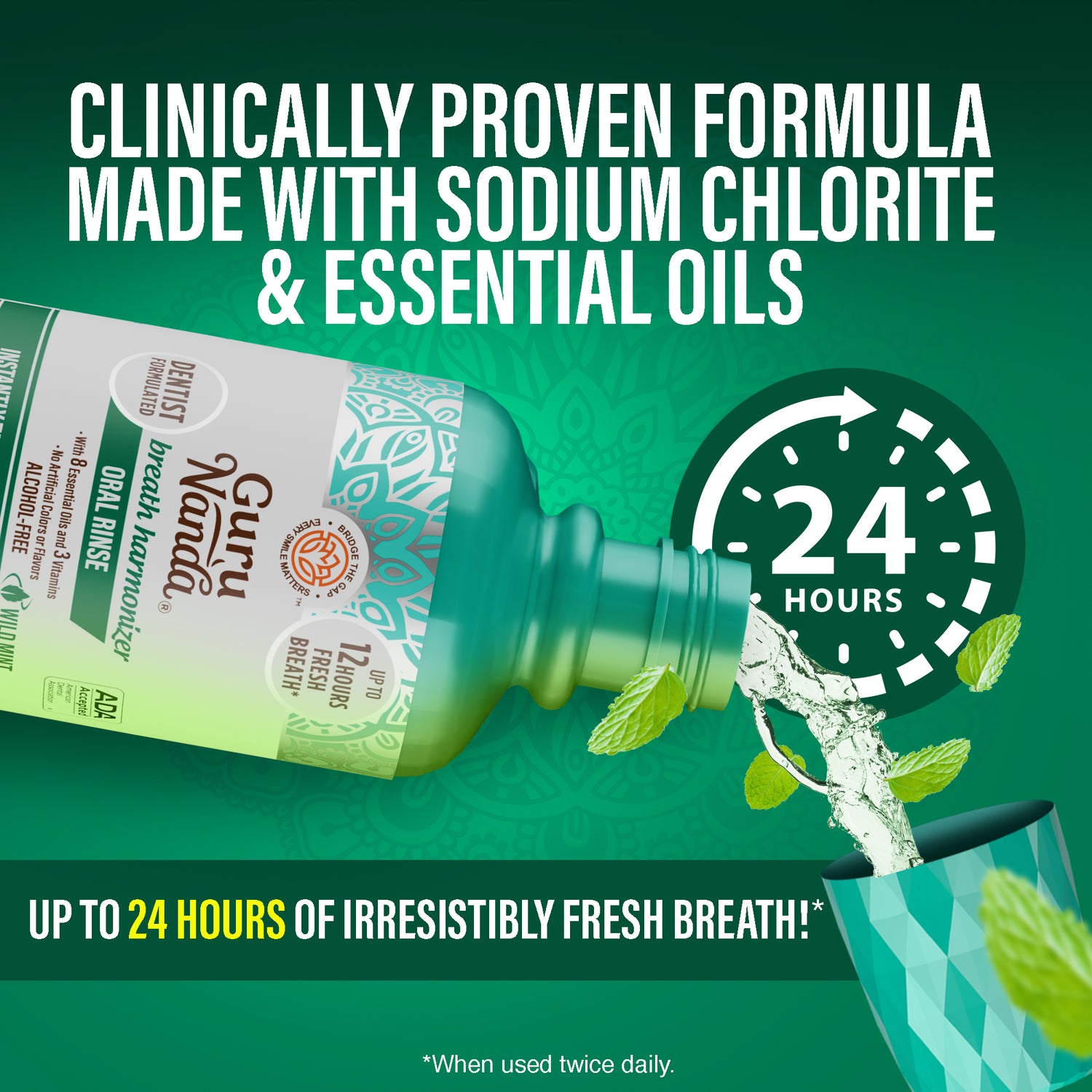 Enjuague bucal Oral Rinse Breath Harmonizer - Tamaño de viaje - Menta silvestre (85 ml)