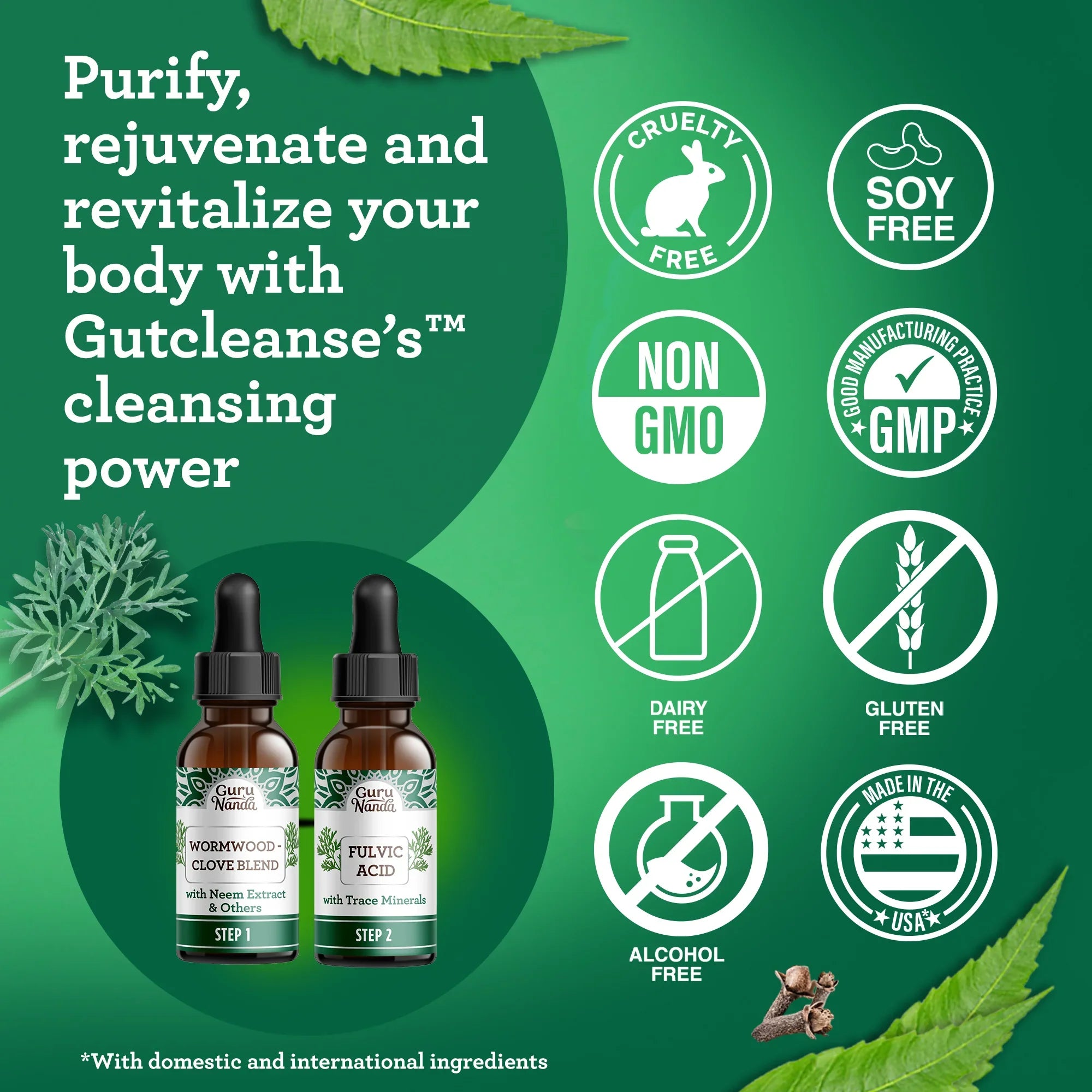Gutcleanse With Wormwood, Clove & Fulvic Acid — 2-Step Supplement