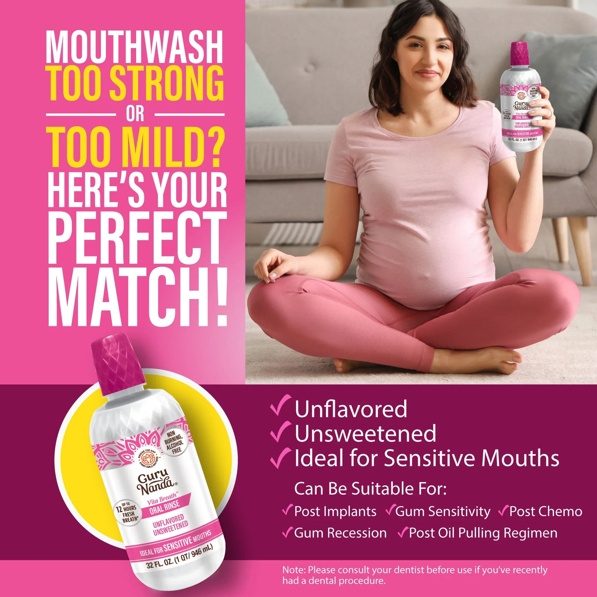 Vita Breath Unflavored & Unsweetened Oral Rinse - 32 Fl Oz