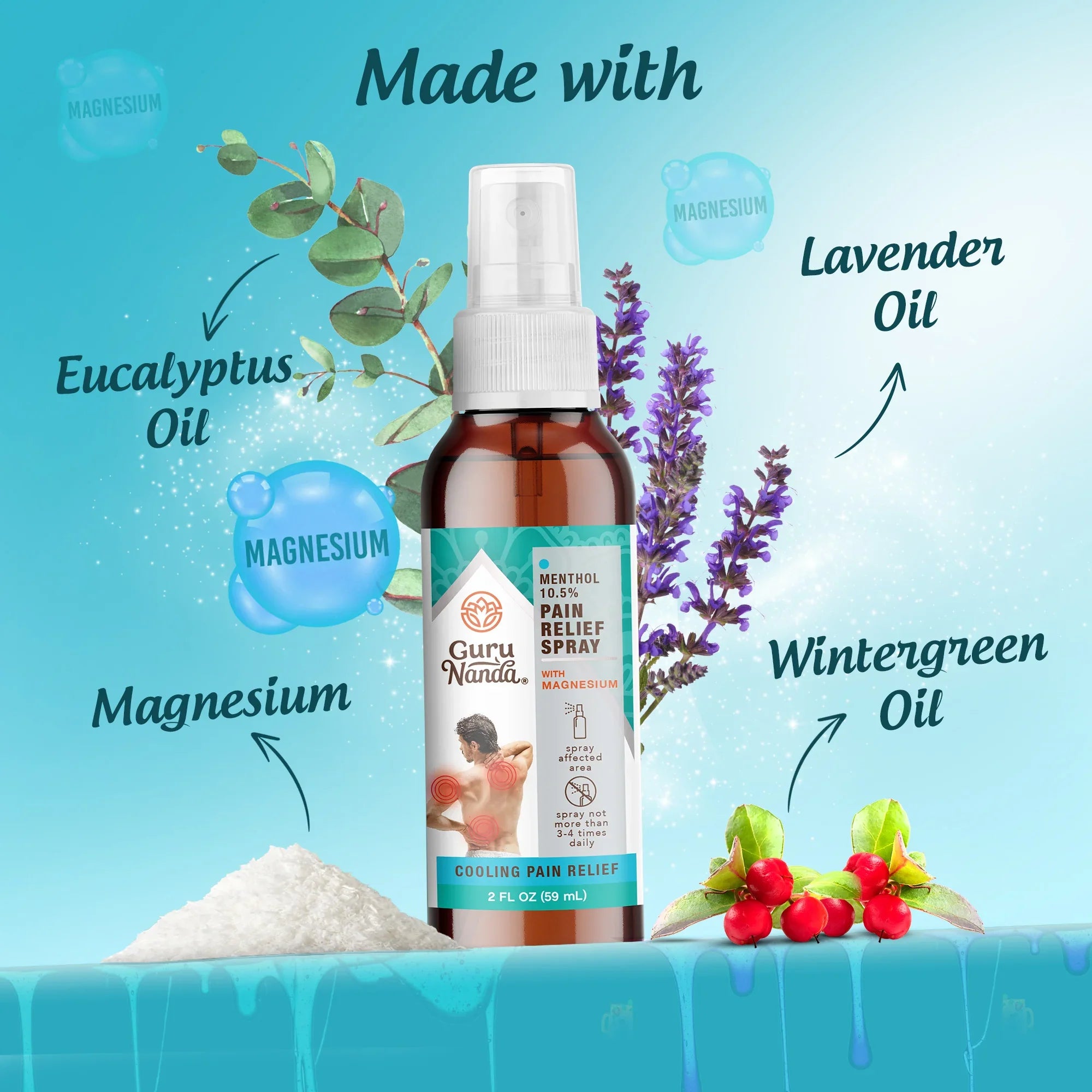 Menthol with Magnesium Cooling Pain Relief Spray - 2 oz