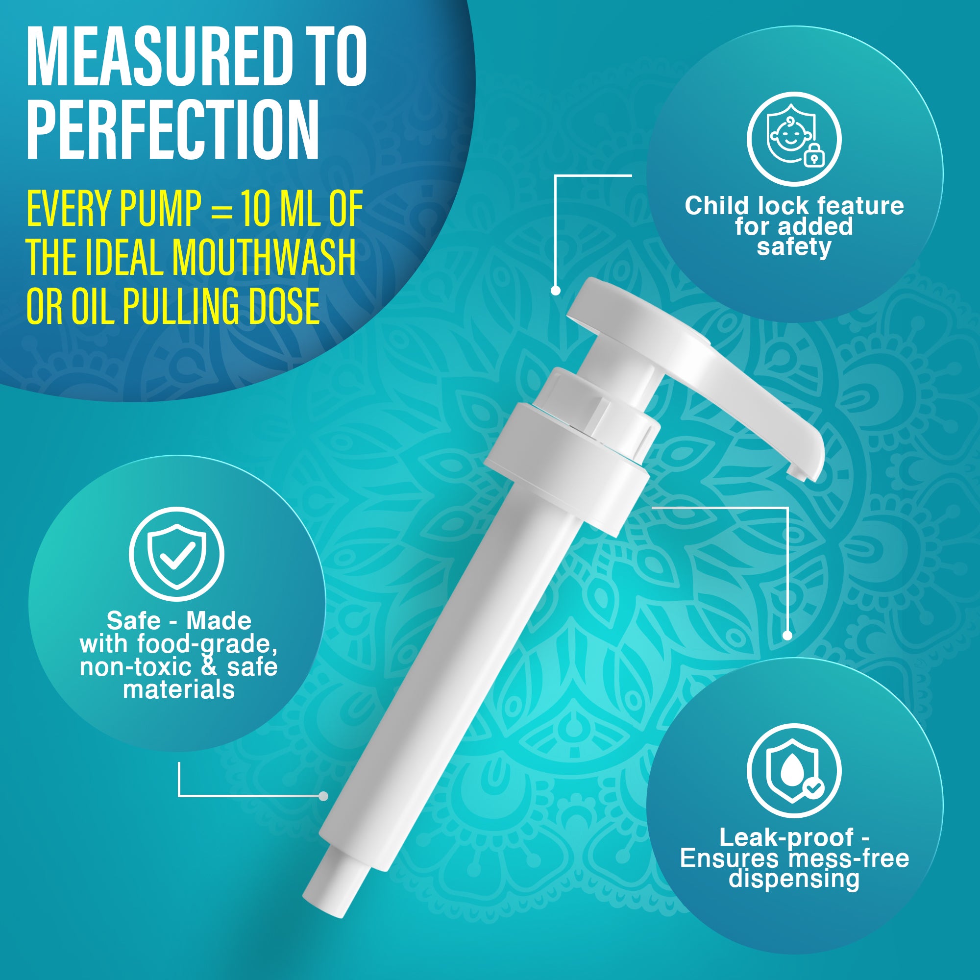 Mouthwash Dispenser Pump and Cup Holder for 16oz & 1L