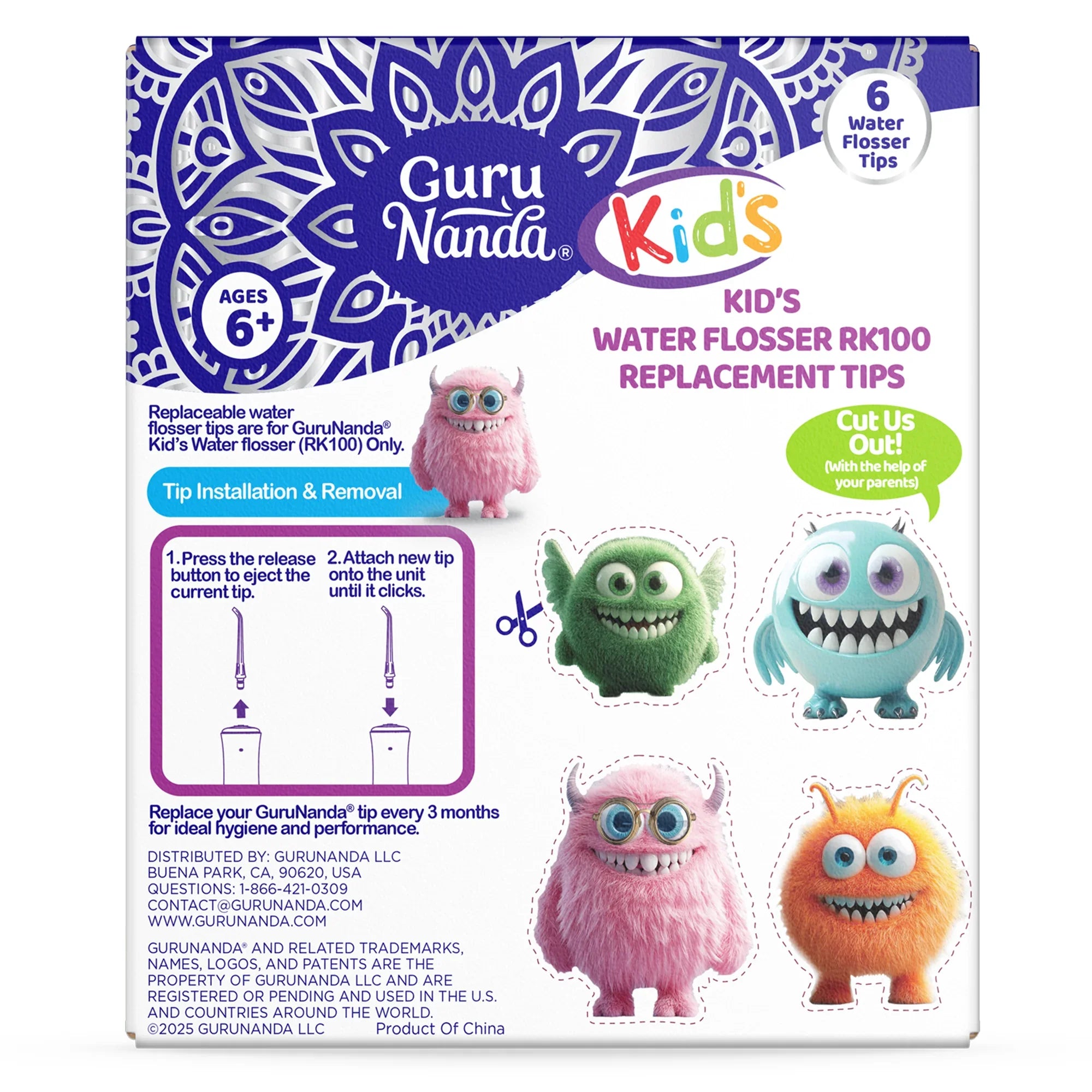 Kids Water Flosser Replacement Tips – 6 Pack