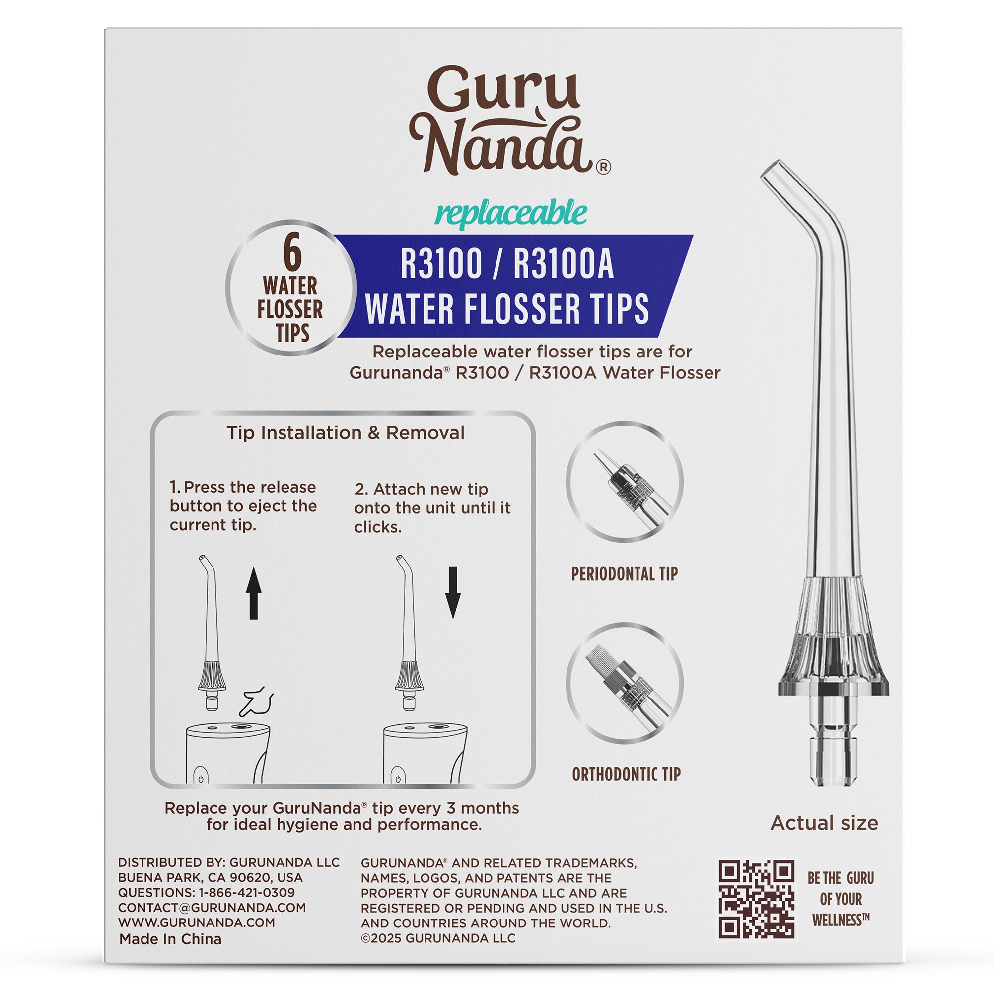 Replacement Water Flosser Tips for Model R3100/R3100A - 6 Pack