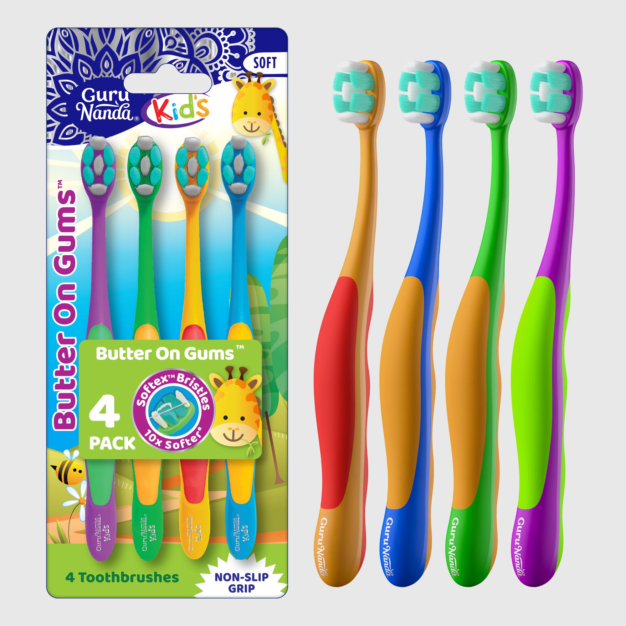 Brosse à dents pour enfants Butter on Gums – Lot de 4