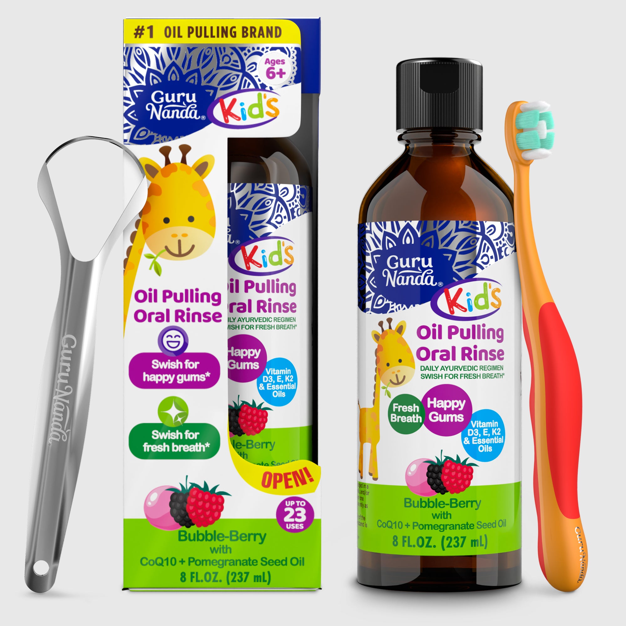 Huile de traction dentaire pour enfants avec Bubble Berry & CoQ10 – 236 ml