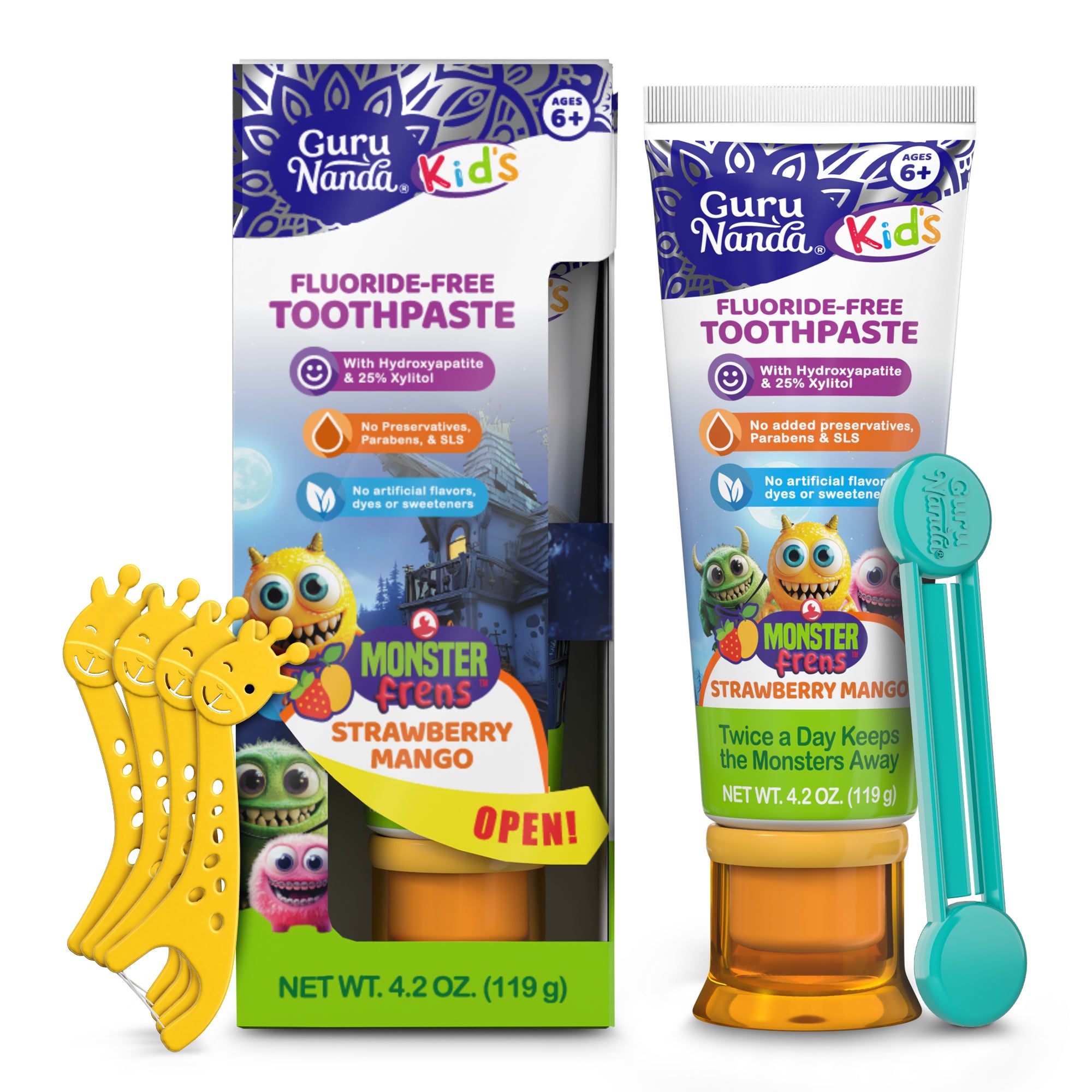 Kids Toothpaste with Xylitol & Hydroxyapatite, Strawberry Mango – 4.2 oz