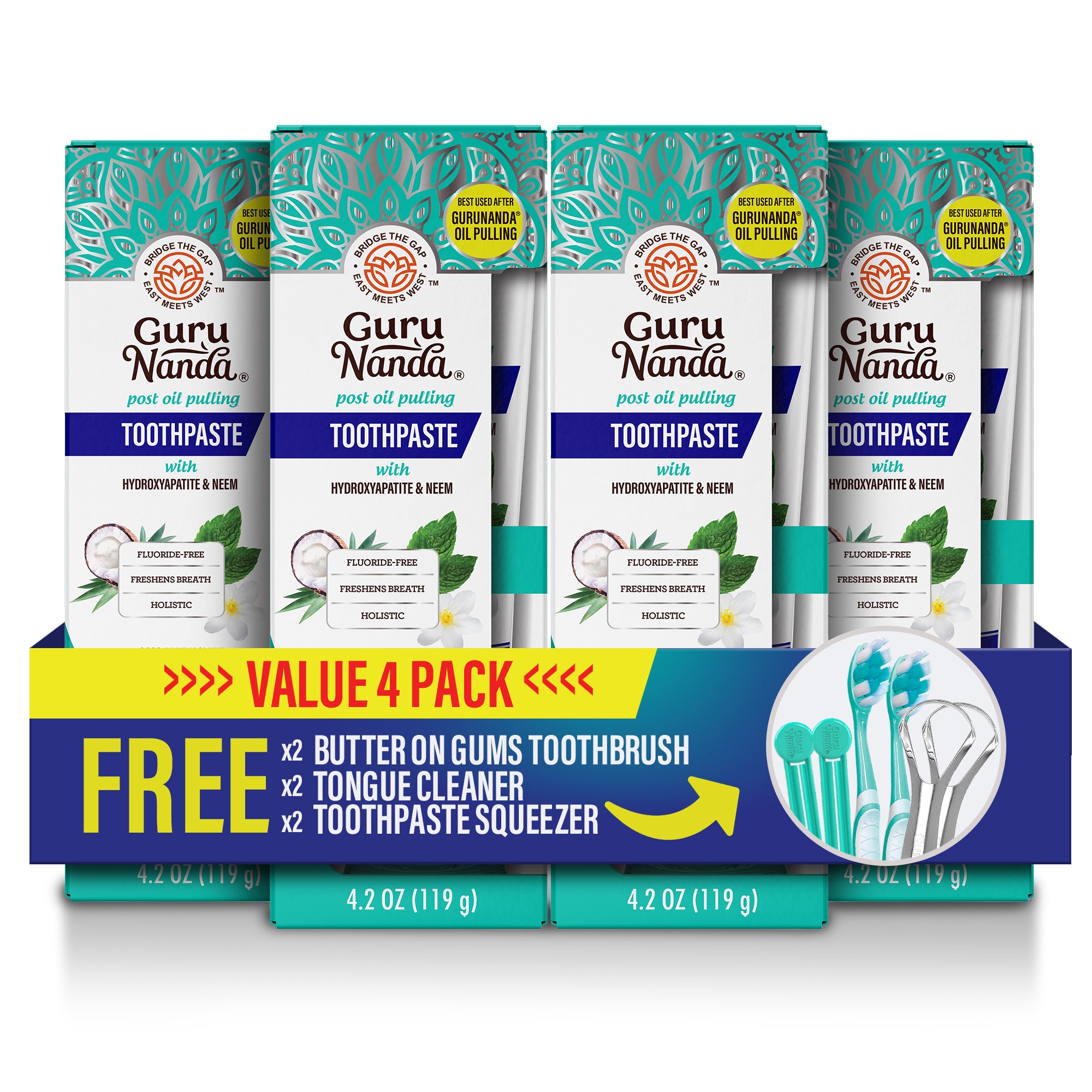 Fluoride-Free Whitening Toothpaste With Hydroxyapatite - 4 Pack