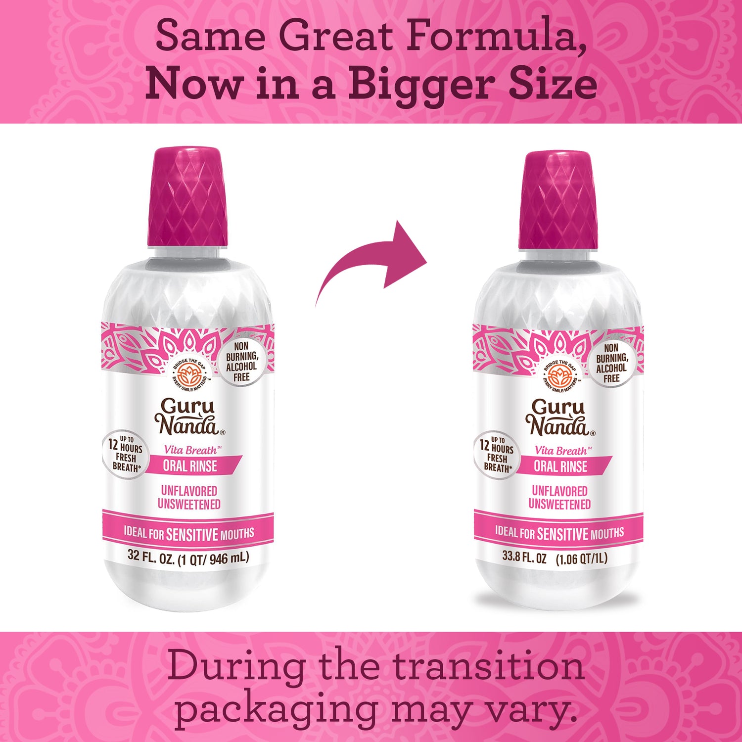 Vita Breath Unflavored & Unsweetened Oral Rinse - 1L