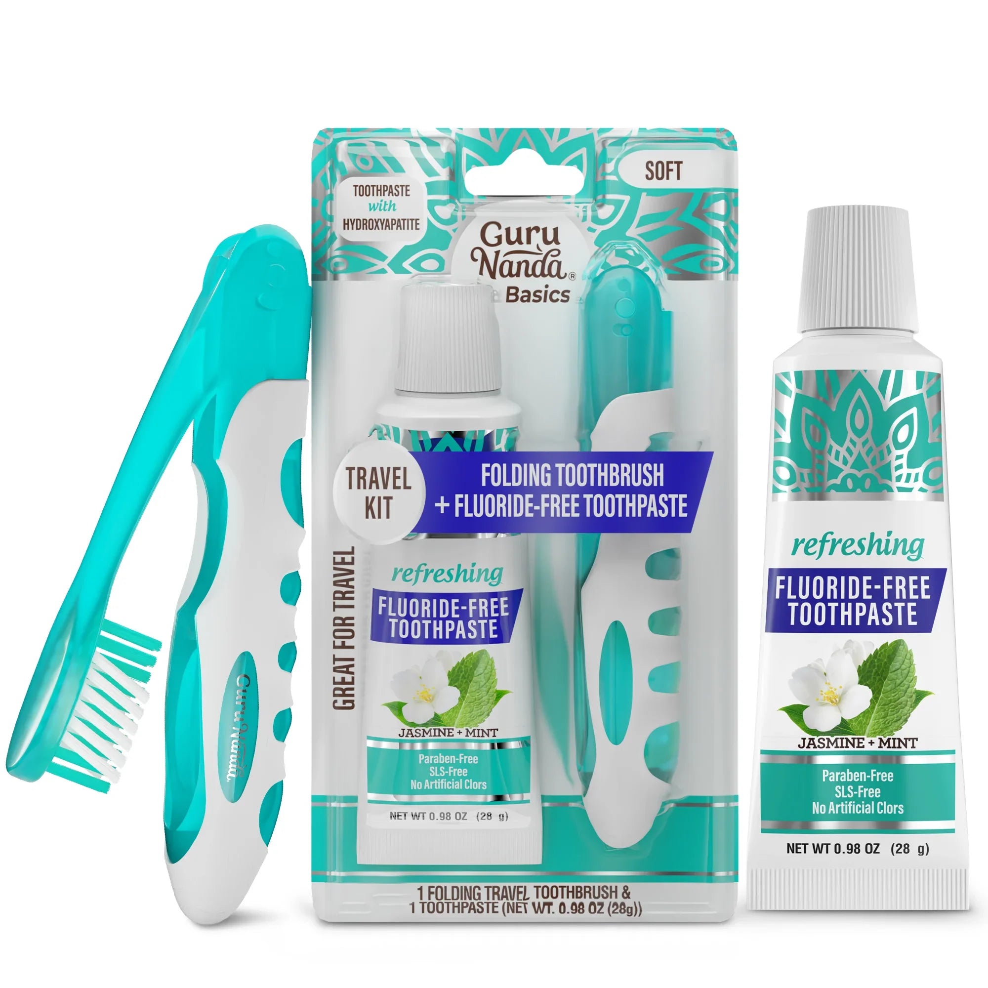 Travel Kit – Folding Toothbrush & Hydroxyapatite Toothpaste, Jasmine Mint – 0.98 oz