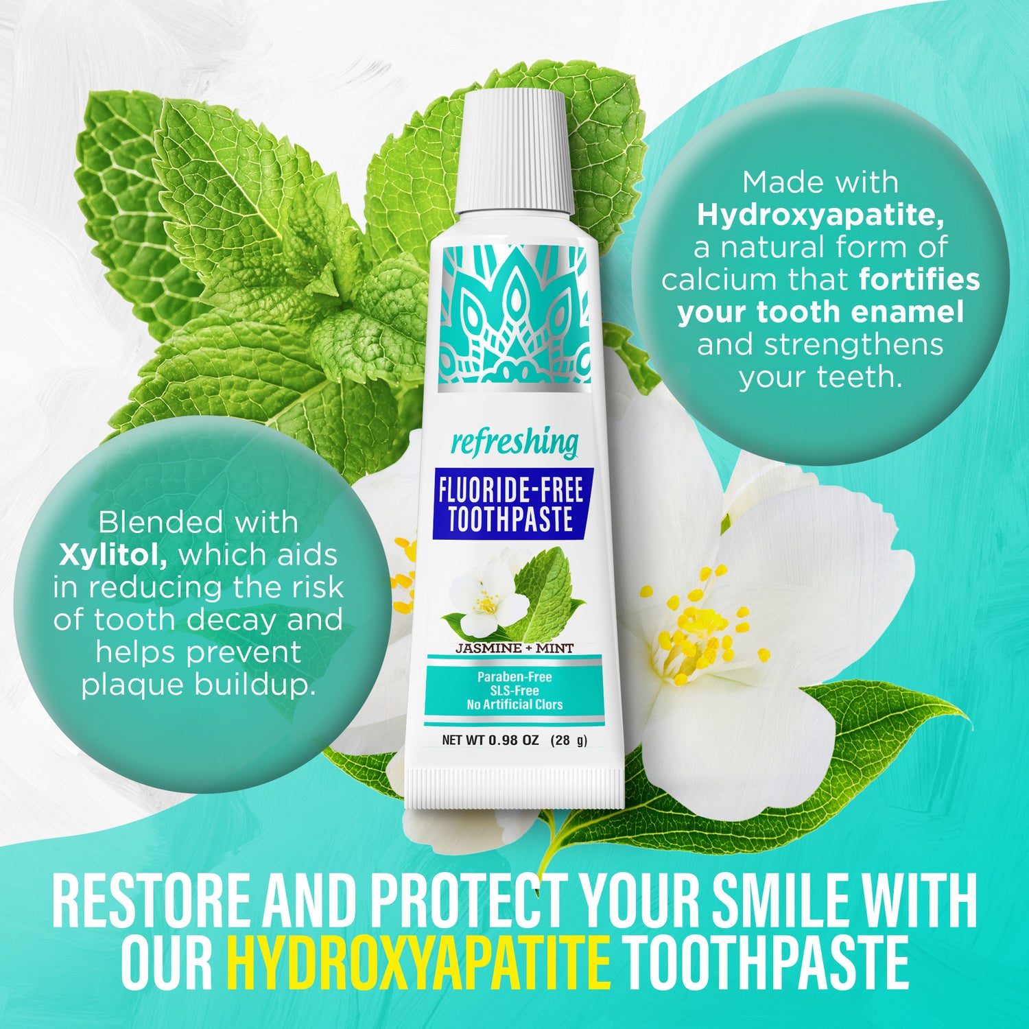 Jasmine Mint Fluoride-Free Hydroxyapatite Travel Size Toothpaste