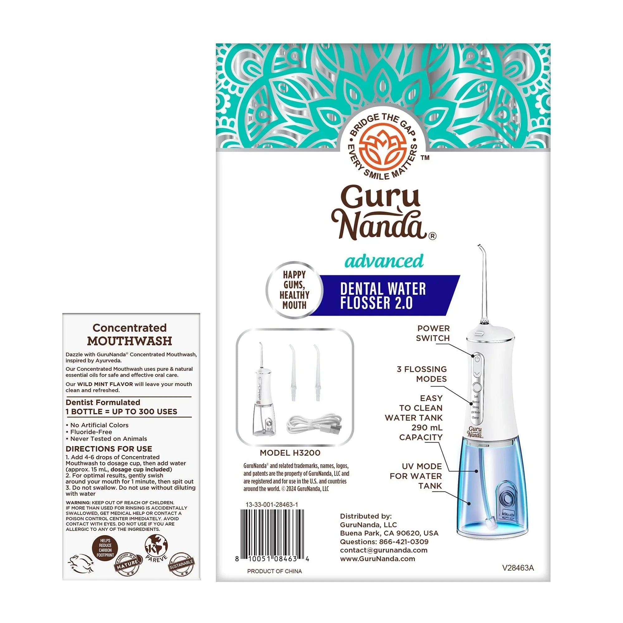 Irrigador bucal avanzado (con luz ultravioleta) + enjuague bucal concentrado