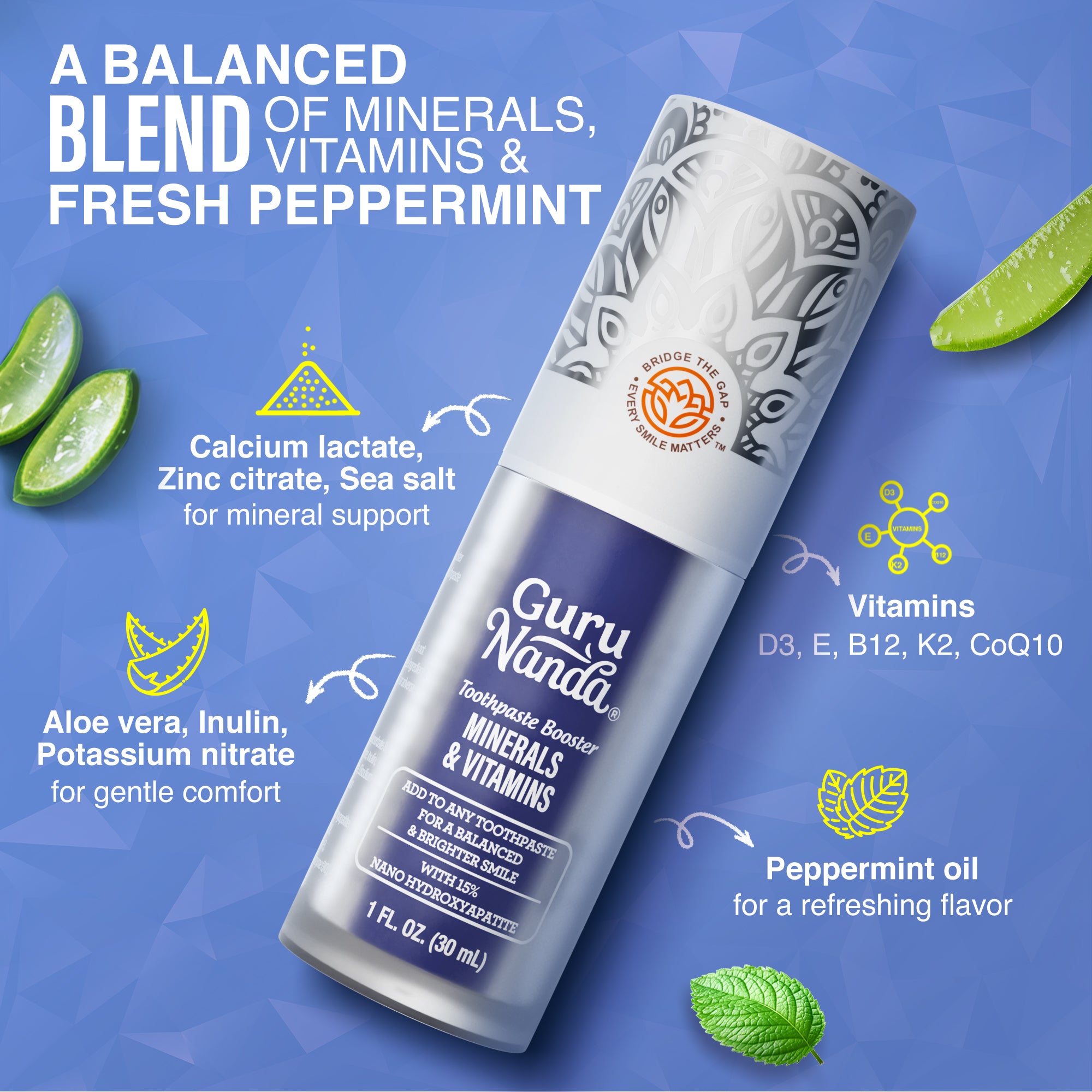 Minerals & Vitamins Toothpaste Booster with 15% Nano Hydroxyapatite – 1 fl oz