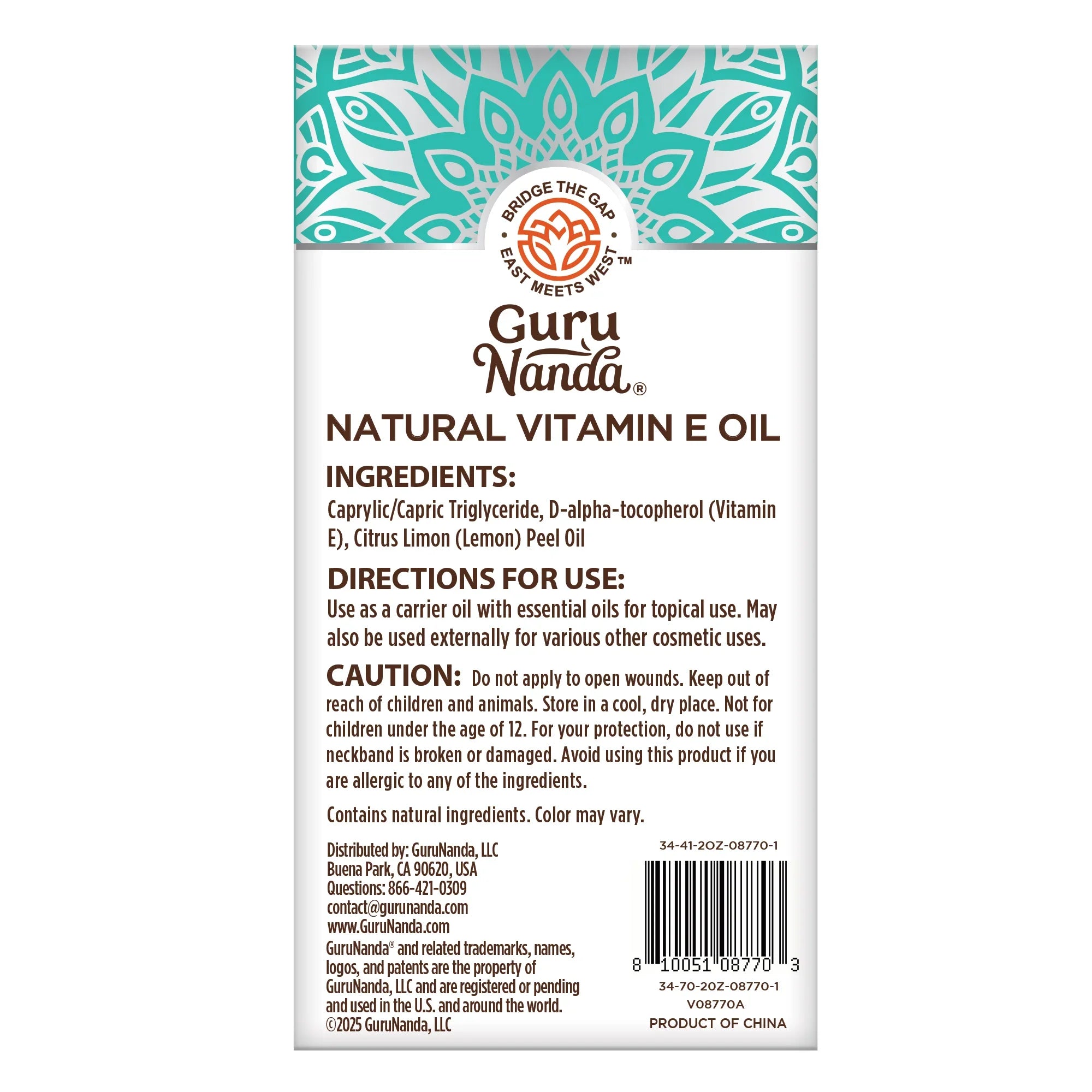 Huile de vitamine E (5 000 UI) - 2 oz