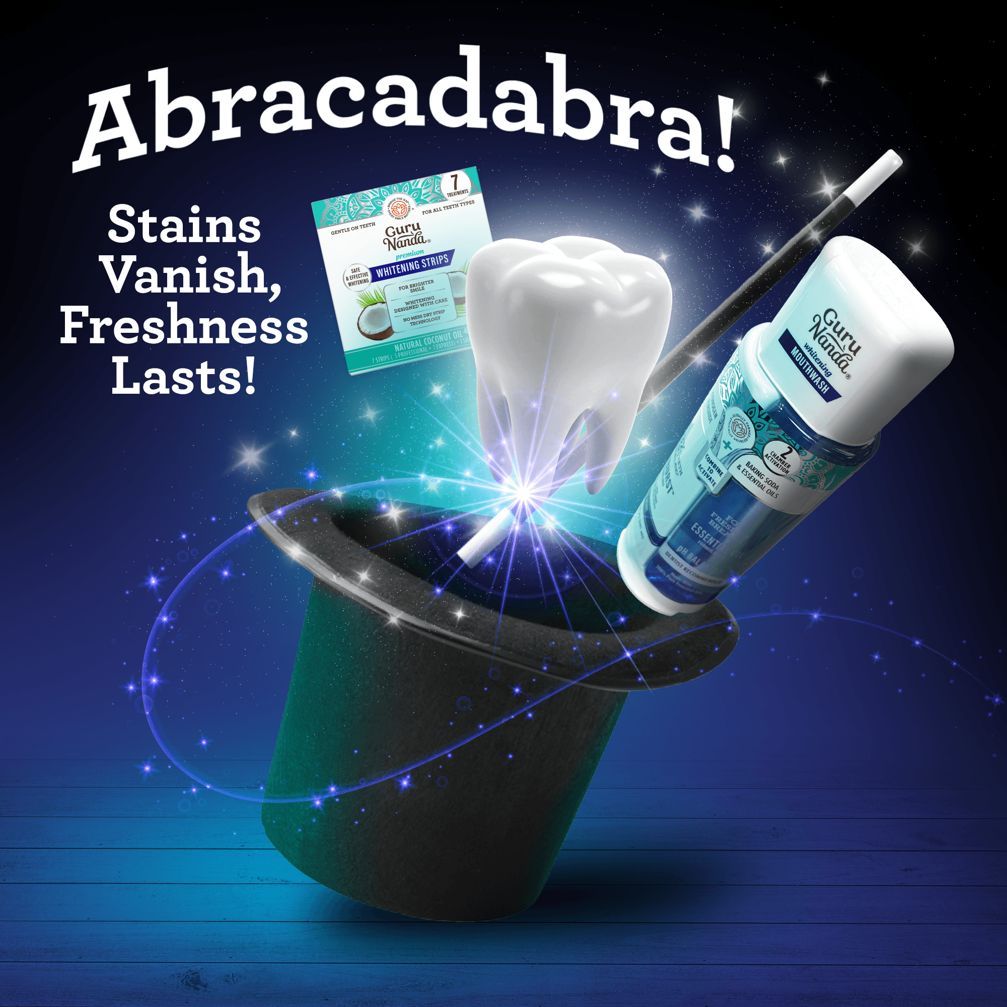 Whitening Wonder - Bandes blanchissantes 7 jours + bain de bouche Oxyburst à double barillet