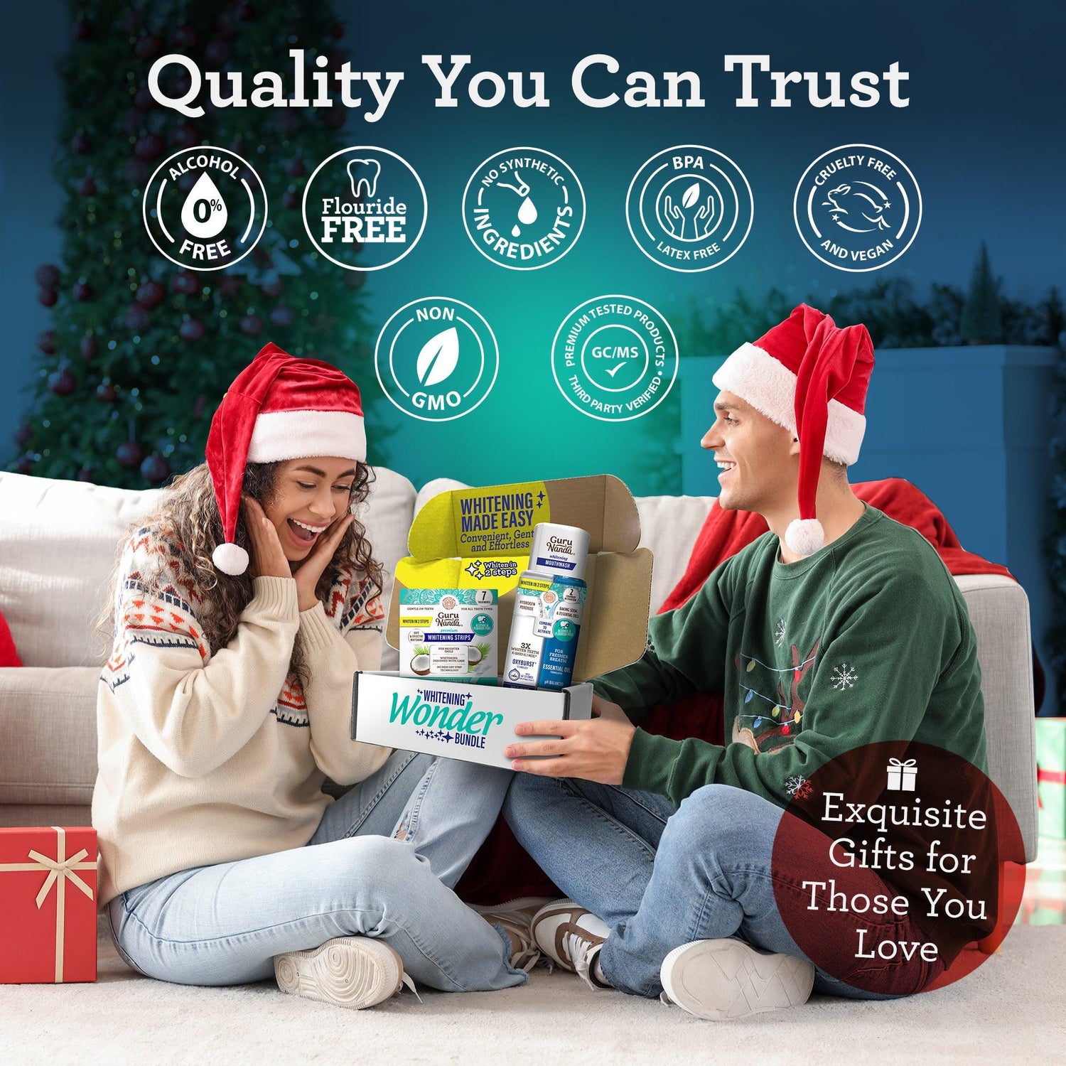 Whitening Wonder - Tiras blanqueadoras de 7 días + enjuague bucal Oxyburst de doble barril