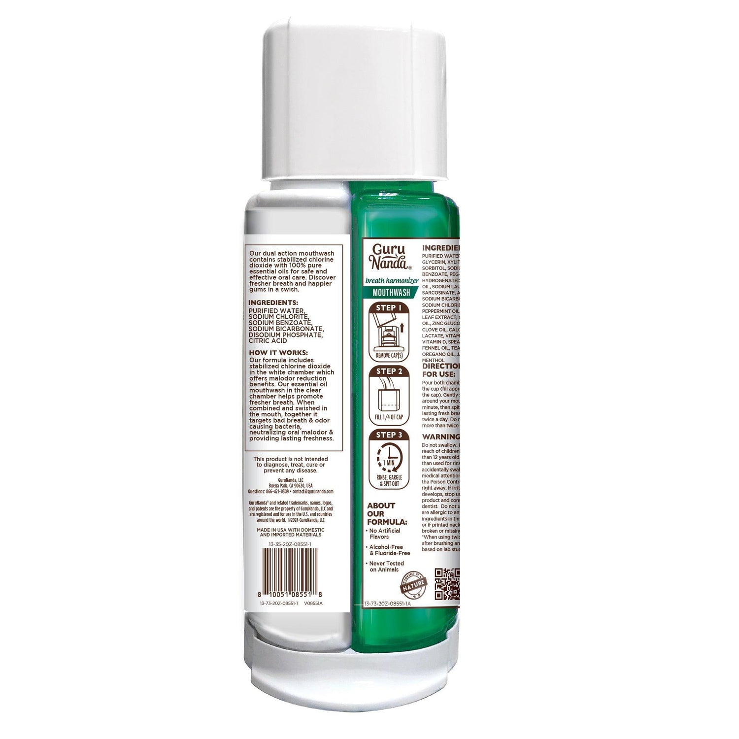 Dual Barrel Breath Harmonizer Mouthwash - Wild Mint - 20oz - GuruNanda