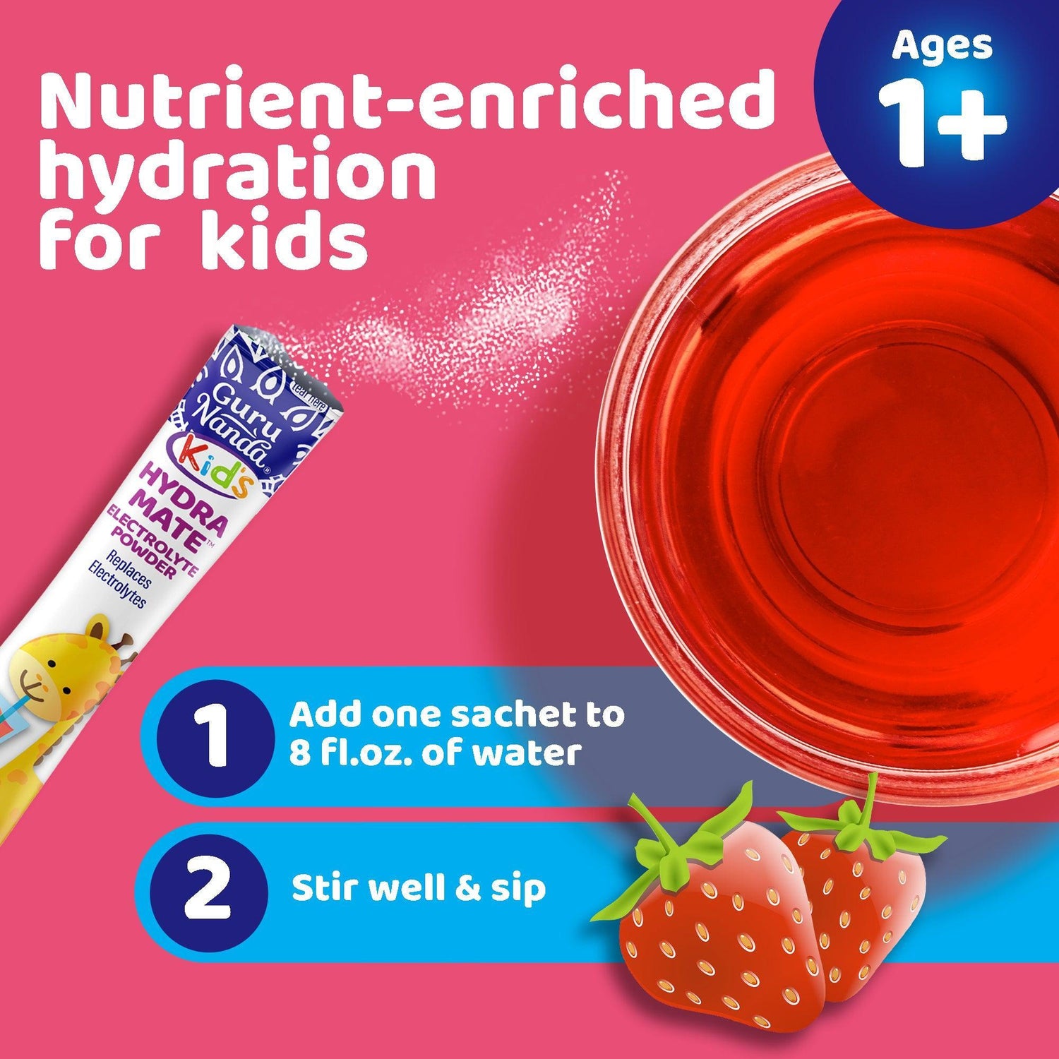 GuruNanda Kids Hydramate Hydration - Electrolyte Drink Mix - Various Flavor - 48 Count - GuruNanda