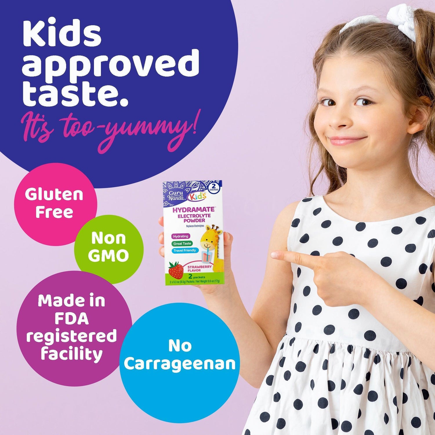 GuruNanda Kids Hydramate Hydration - Electrolyte Drink Mix - Various Flavor - 48 Count - GuruNanda