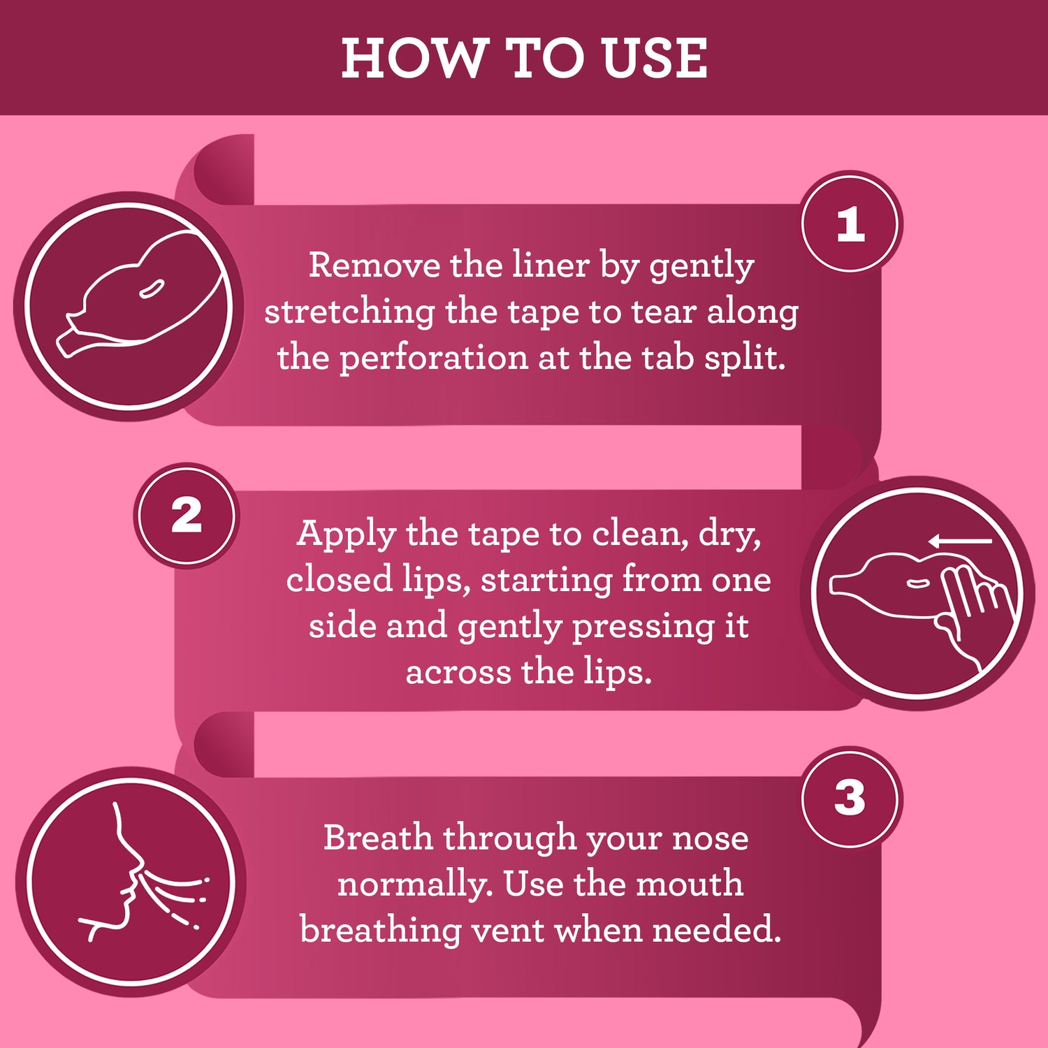 Pink Lip Shaped Night Tape with Case - 60 Count