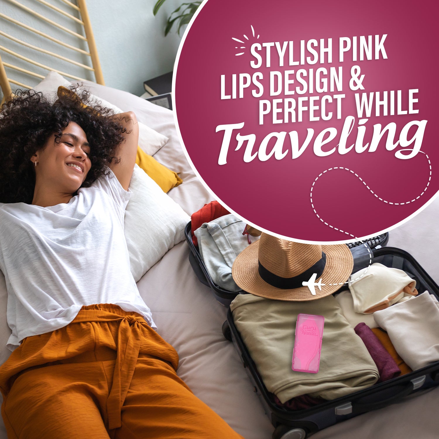 Pink Lip Shaped Night Tape with Case - 60 Count