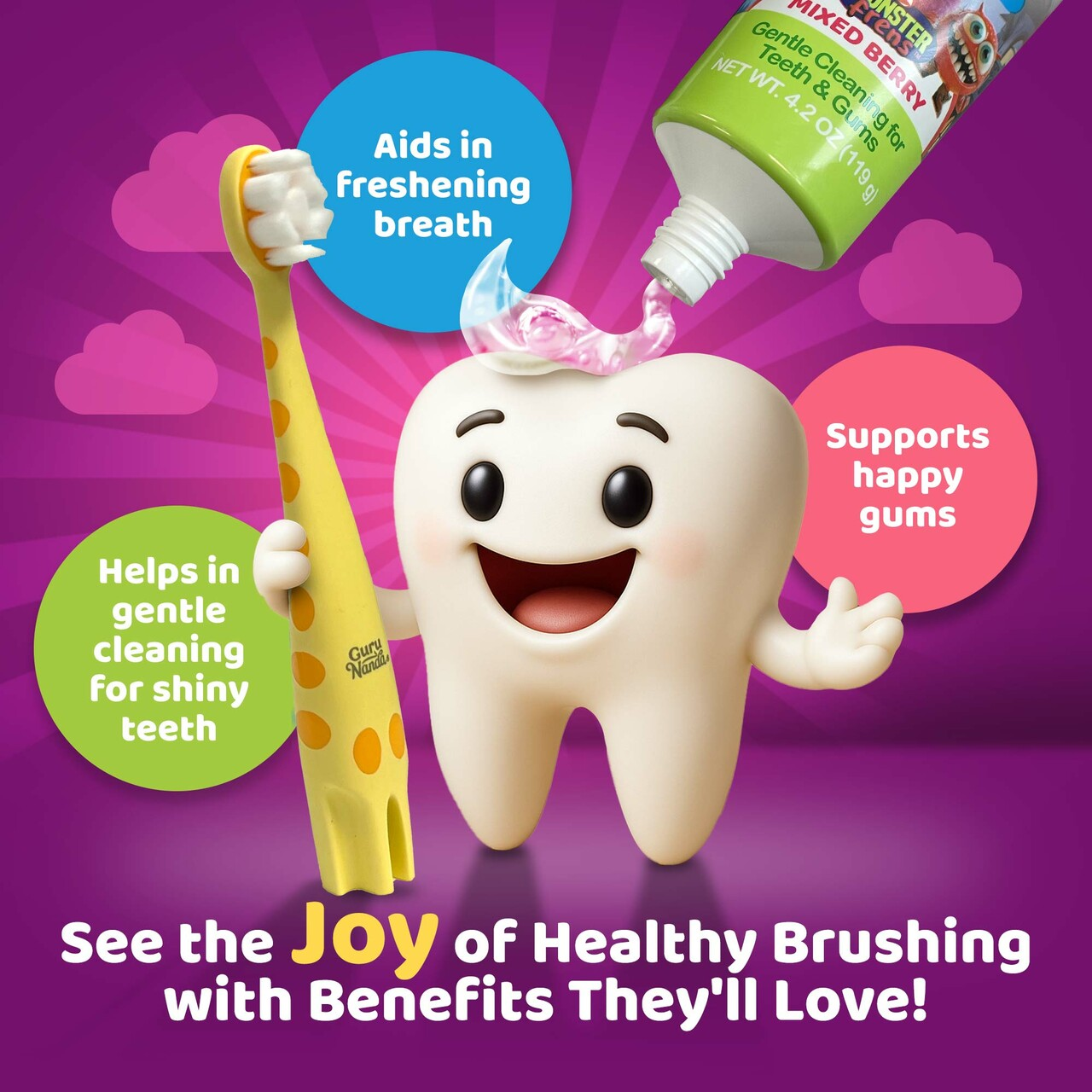 Fluoride-Free Toddler Toothpaste with 10% Xylitol - Mixed Berry Flavor - 4.2 oz