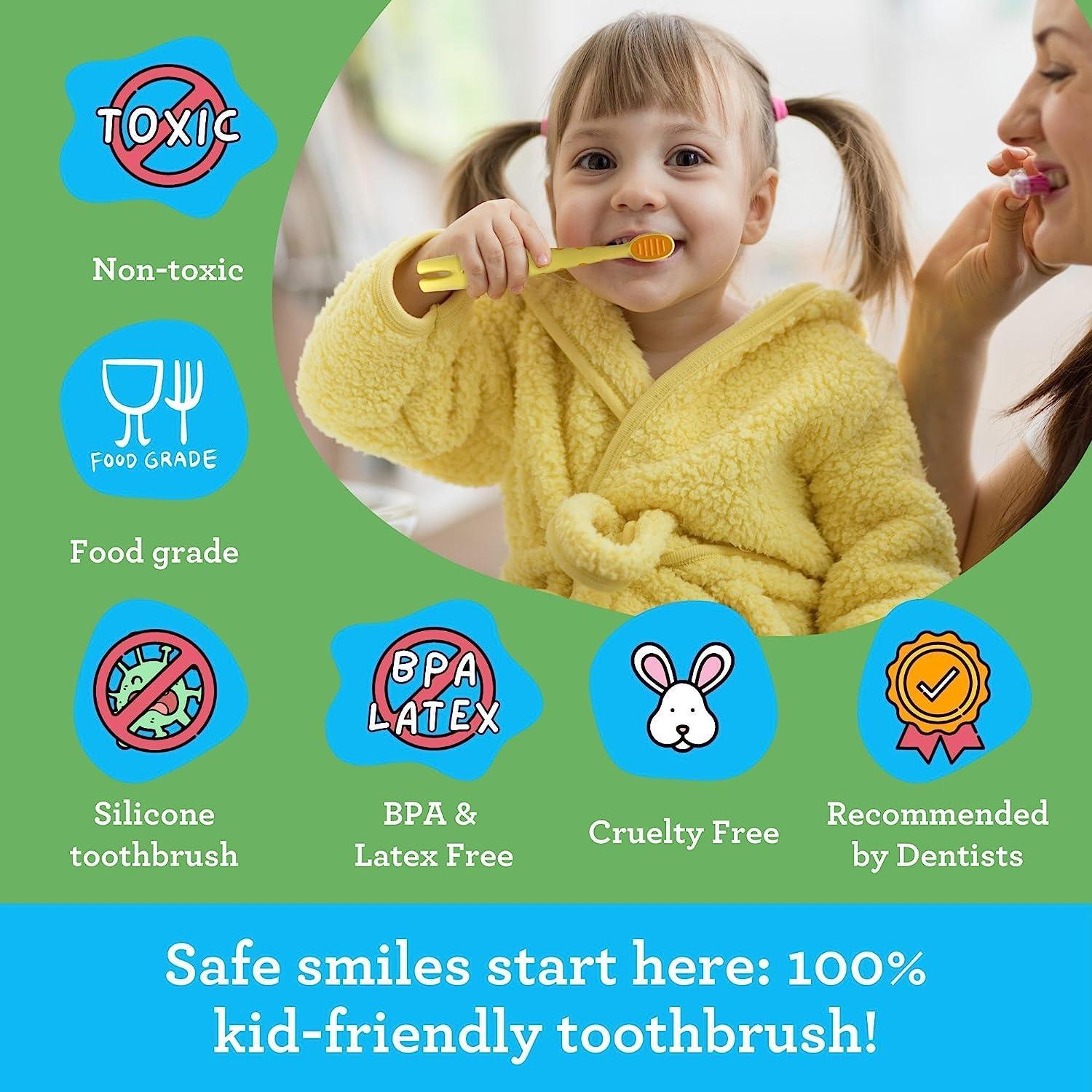 Kids Butter on Gums Giraffe Training Toothbrush with Cover (1-Pack) - GuruNanda