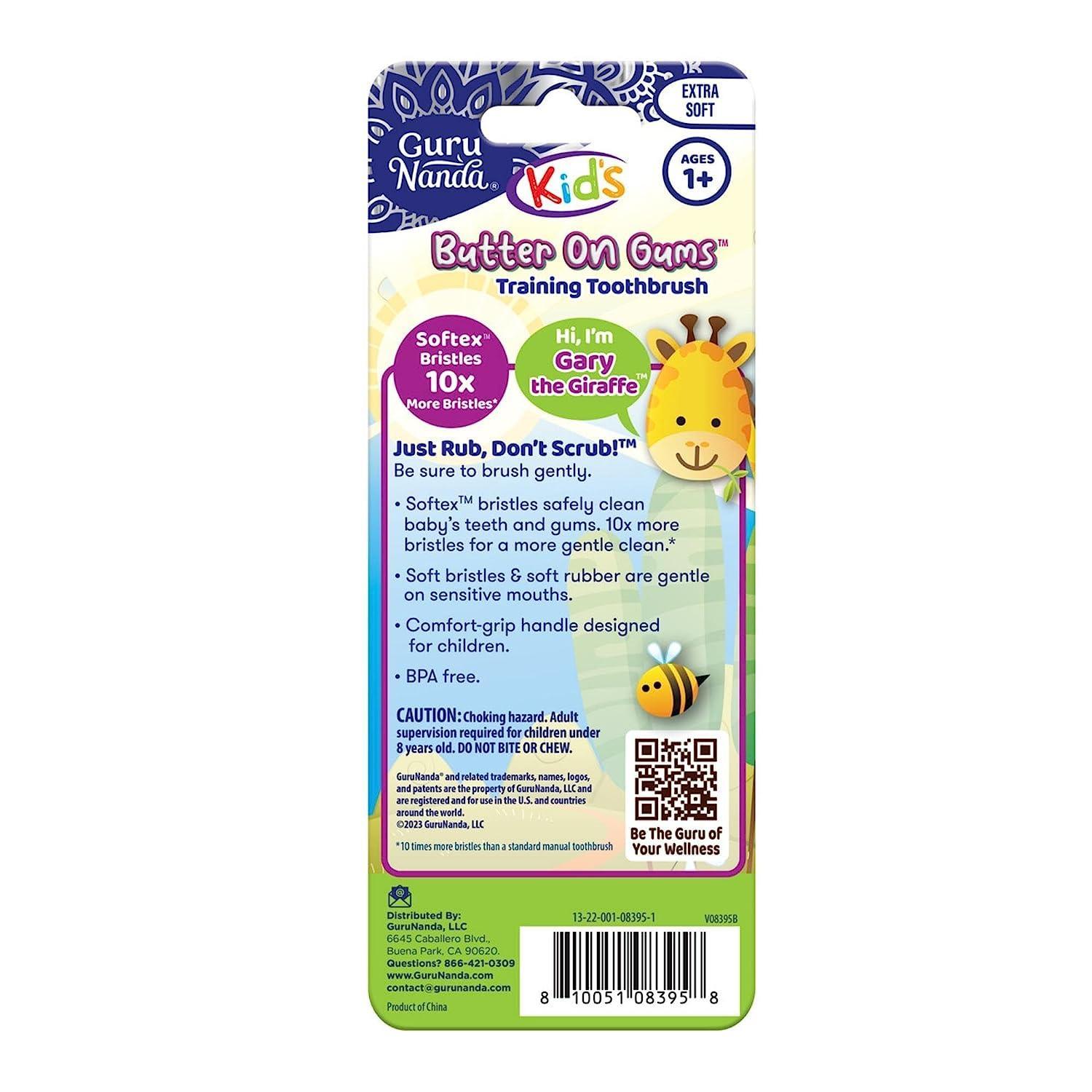 Kids Butter on Gums Giraffe Training Toothbrush with Cover (1-Pack) - GuruNanda