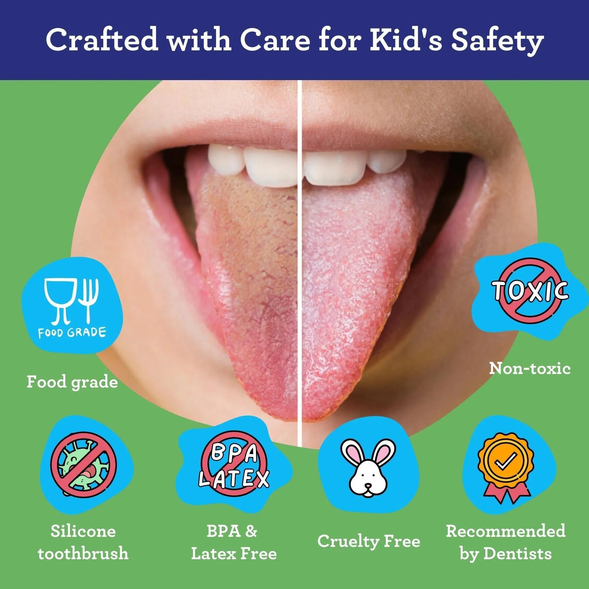 Kids Tongue Scraper (2-Pack) with Travel Case (color may vary) - GuruNanda