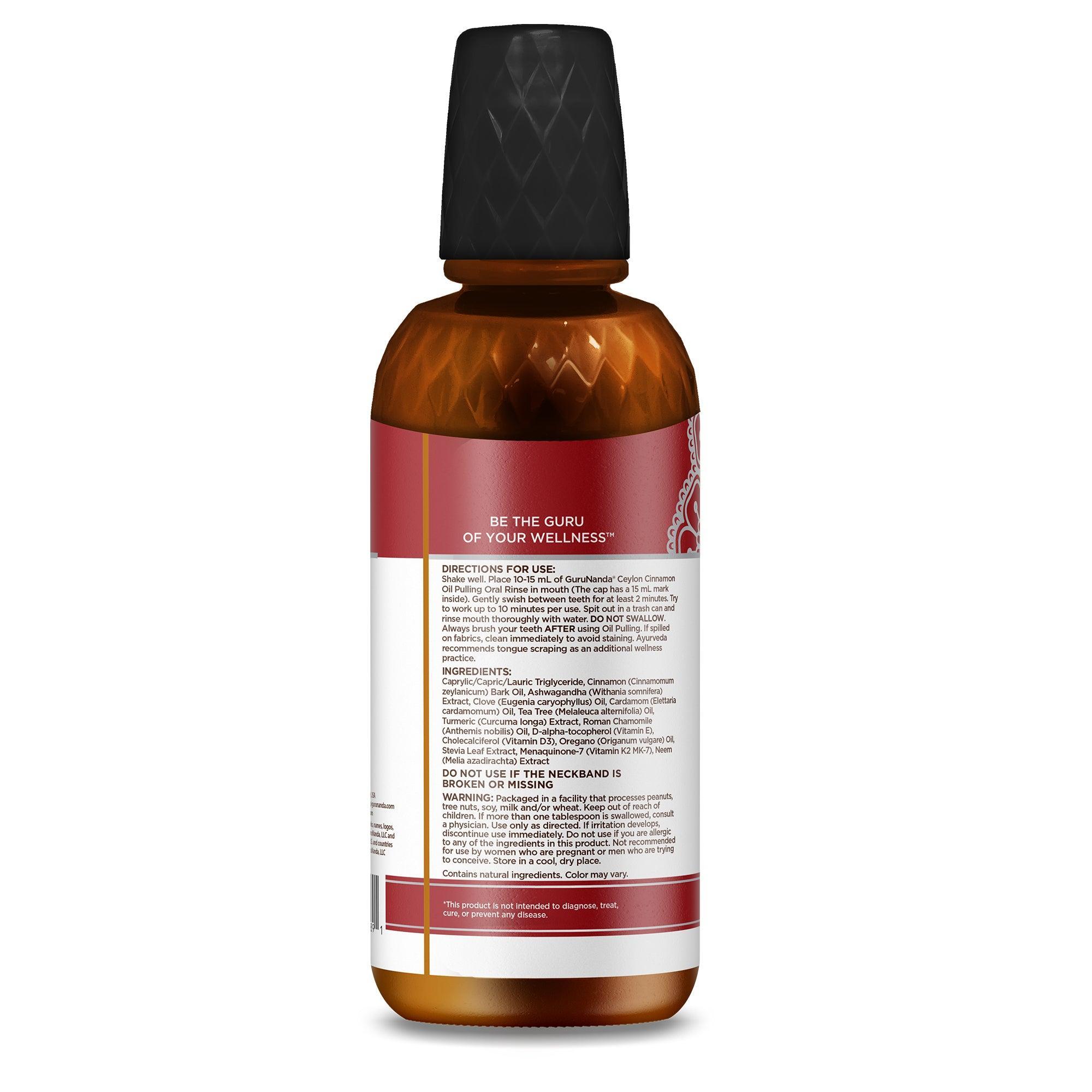 Refill Size - Coconut & Cinnamon Oil Pulling Flavor + Neem & Ashwagandha - 16oz - GuruNanda
