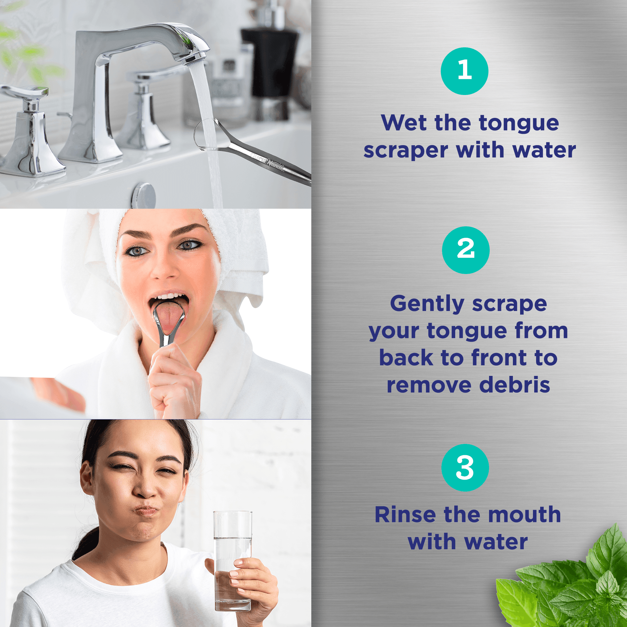 Spoon Shaped Stainless Steel Tongue Scraper (2-Pack) - GuruNanda