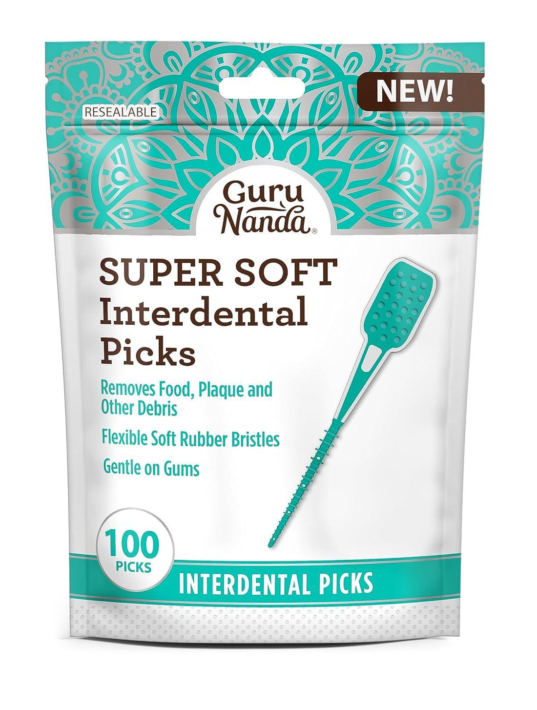 Super Soft Interdental Picks - 100 Count - GuruNanda