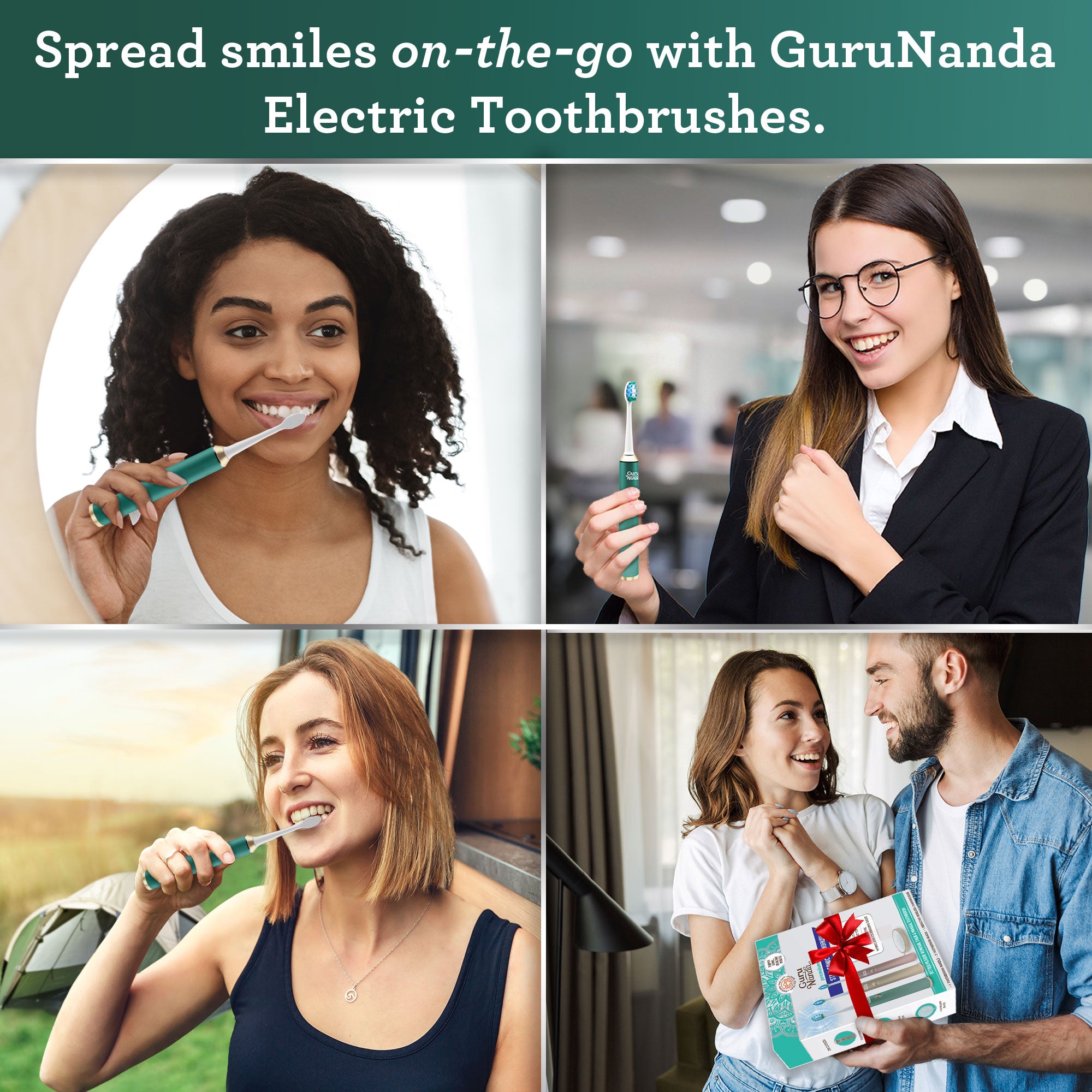 GuruNanda Lion & Lamb Kit with Portable Water Flosser and Sonic Toothbrush - Teal