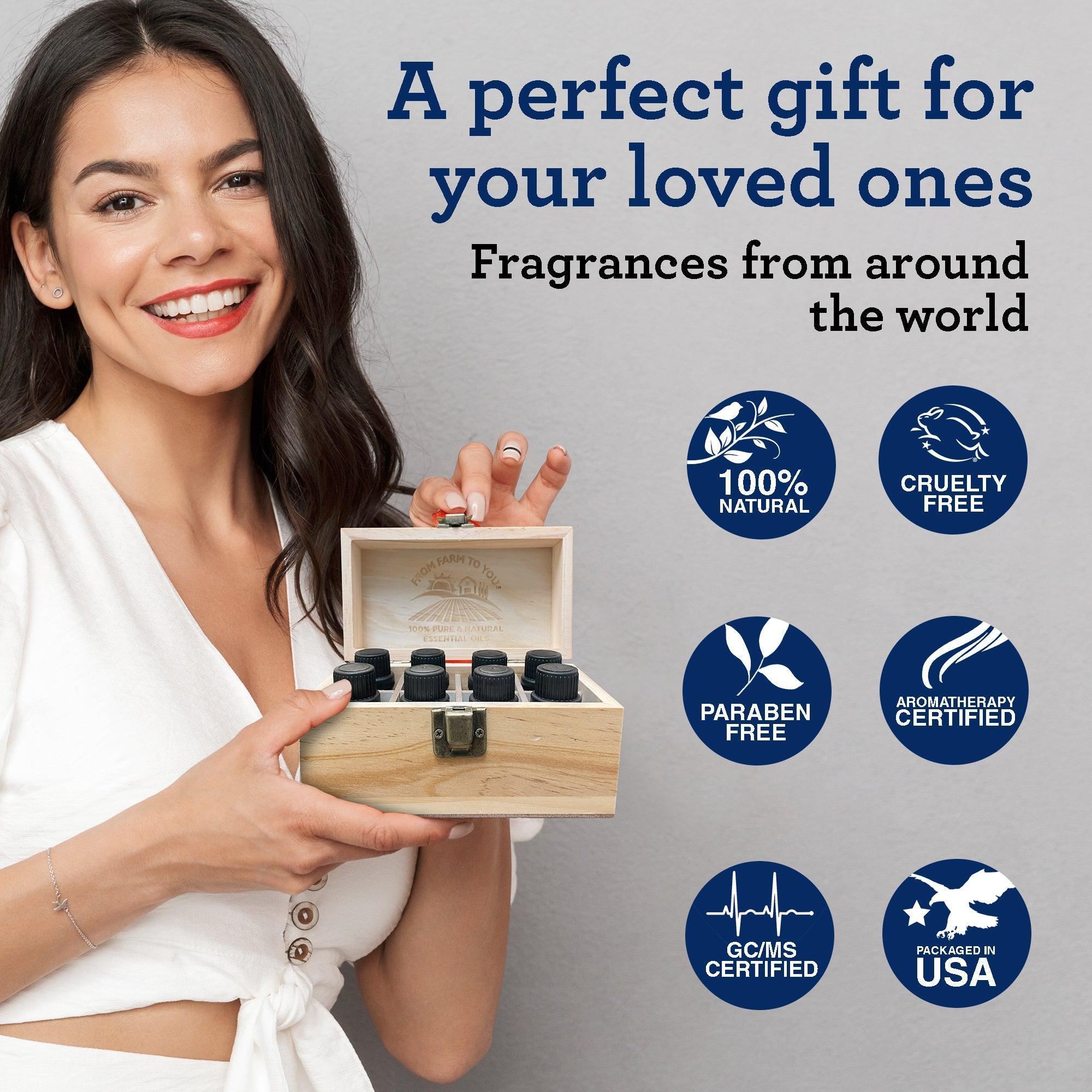 Top 12 Essential Oils Set With Keepsake Storage Box - GuruNanda