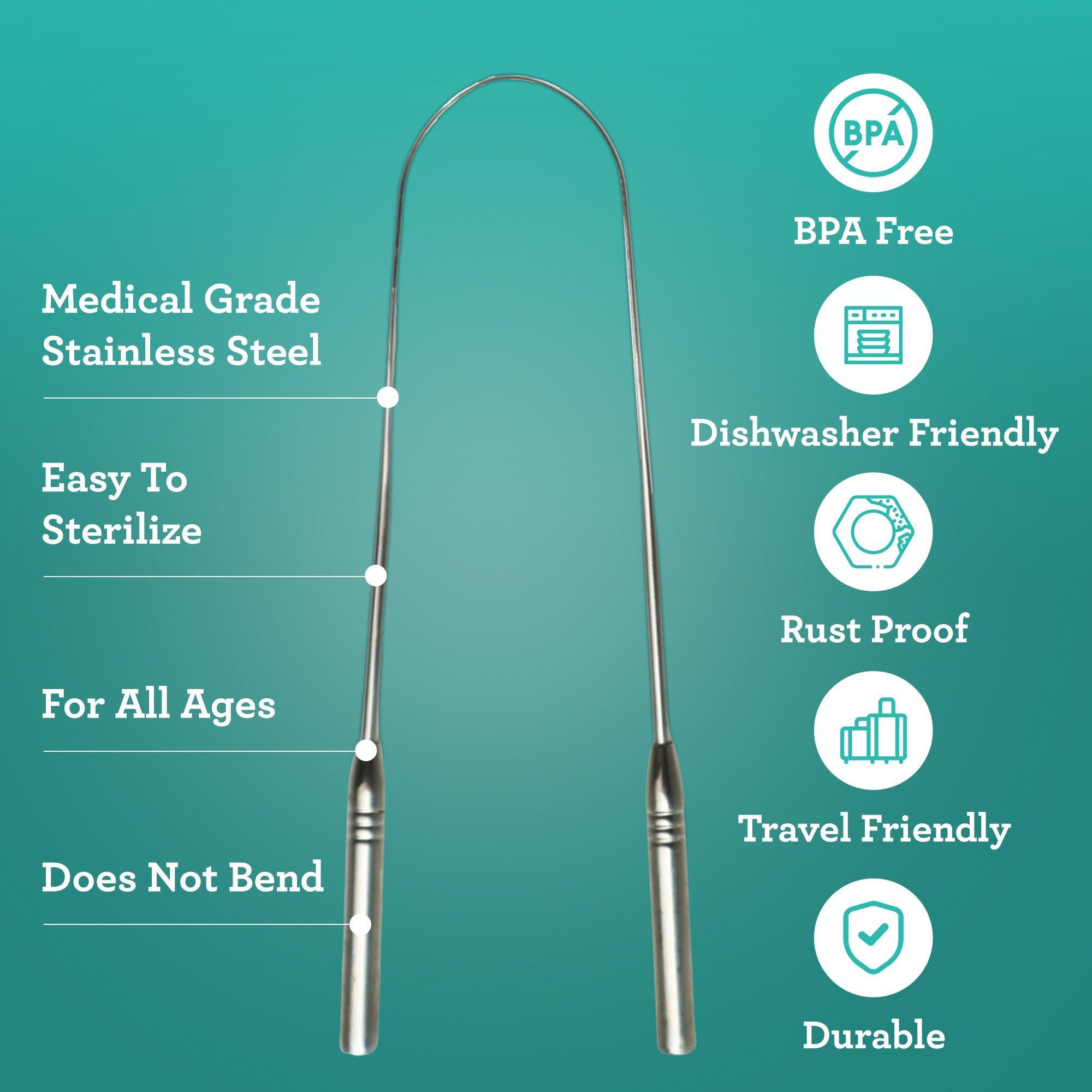 U Shaped Stainless Steel Tongue Scraper (2-Pack) - GuruNanda