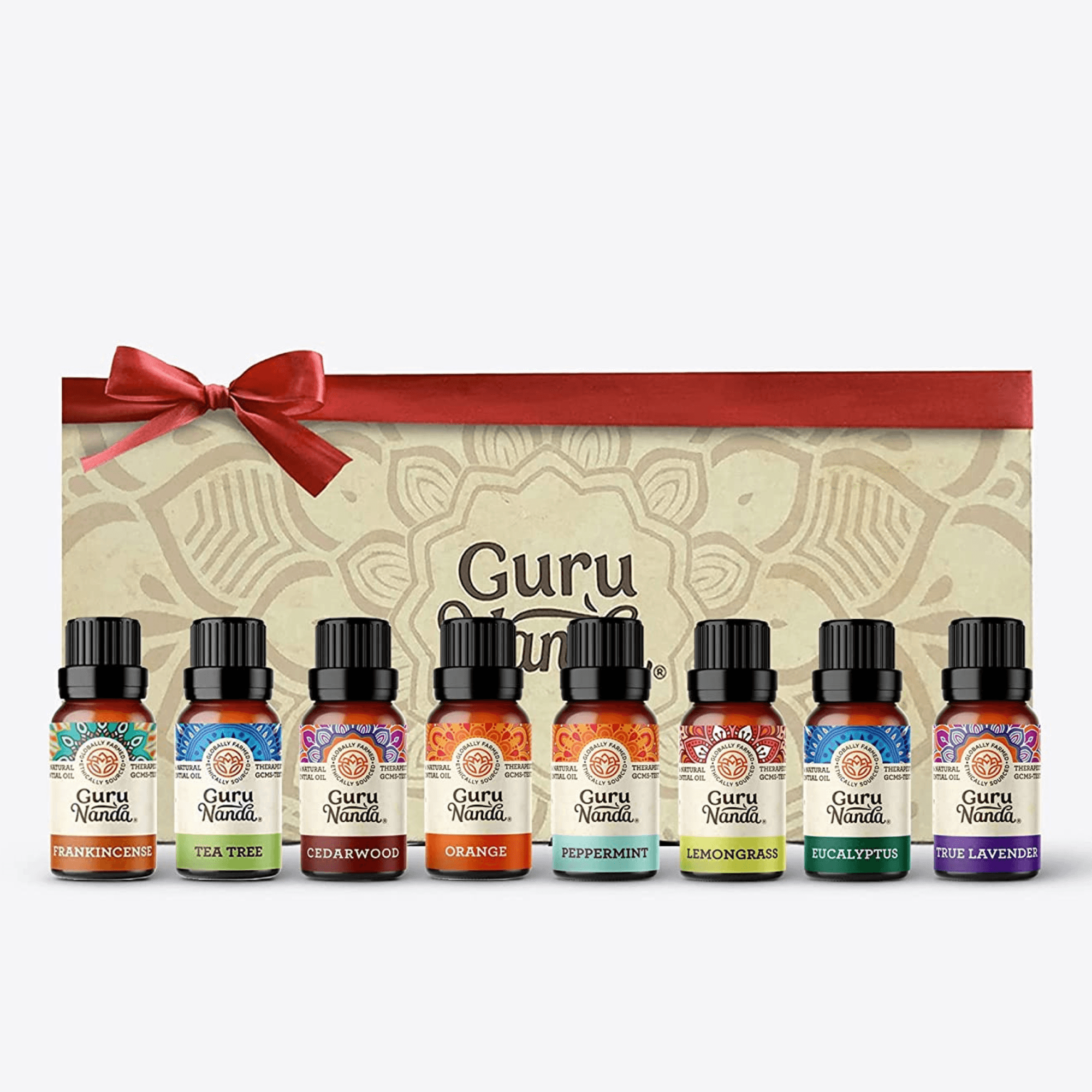 Guru Nanda Essential Oil Blends with Wooden Storage Box- Set of 12 ,  Various Scents, 10ml