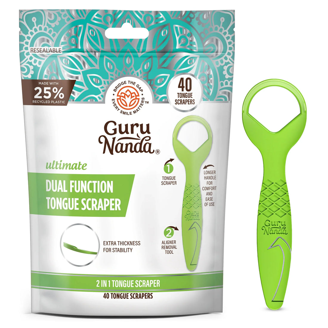 Ultimate Dual Function Tongue Scraper with Aligner Remover - 40 ct