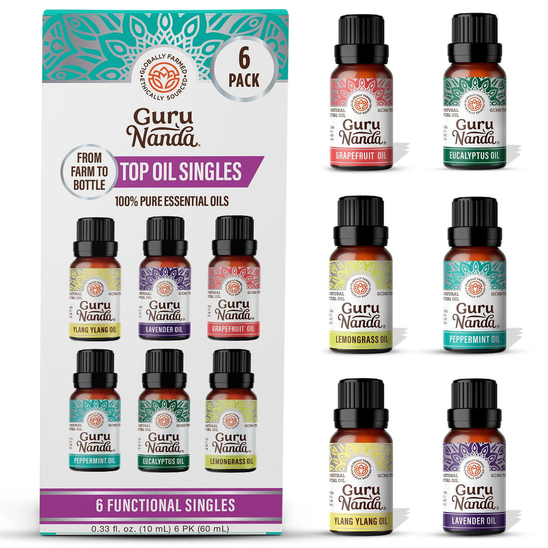 6 Essential Oils Single Notes Set, 10 ML