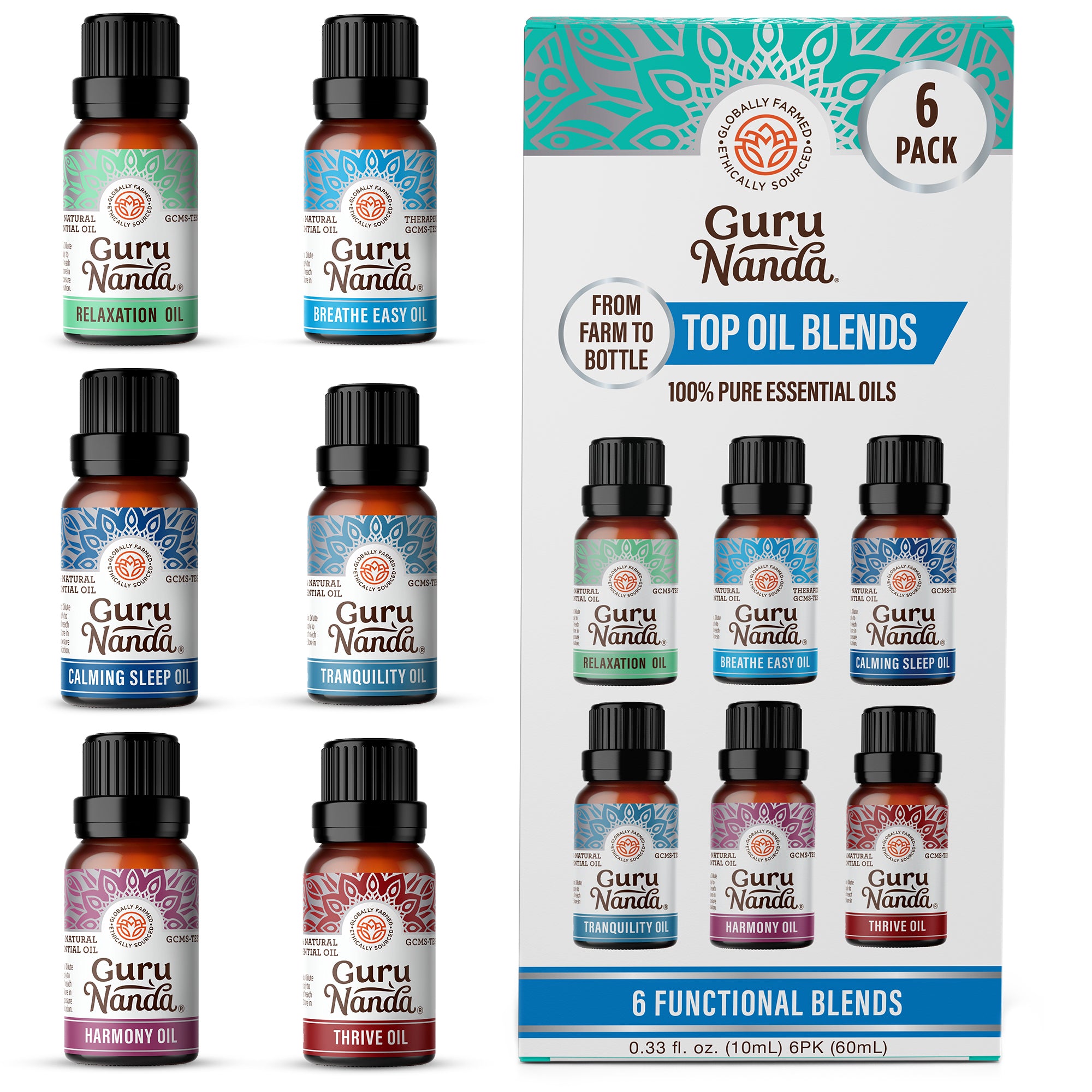 6 Essential Oil Blends Set, 10 ML