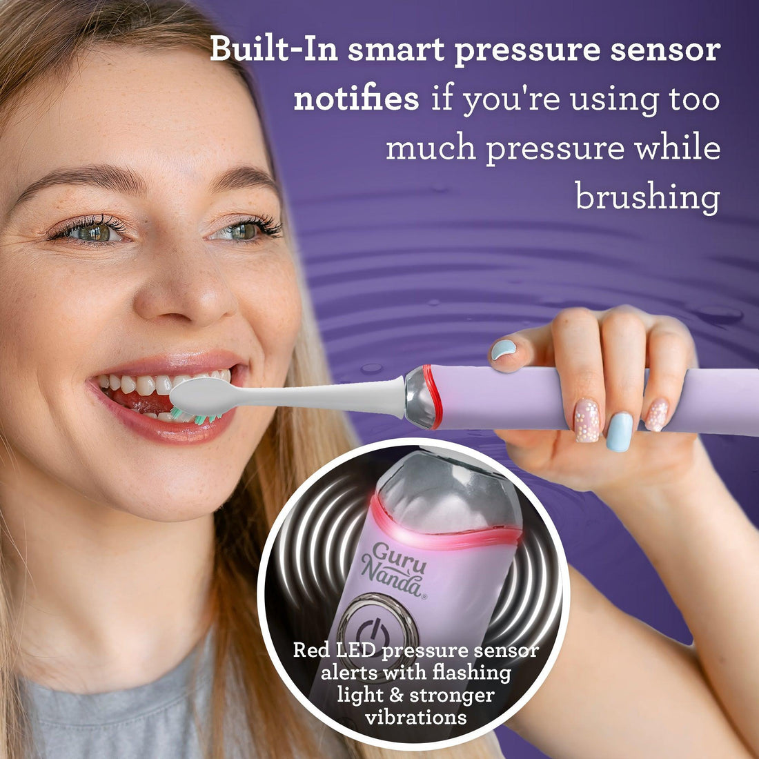 Pressure Sensor Sonic Toothbrush - Lavender