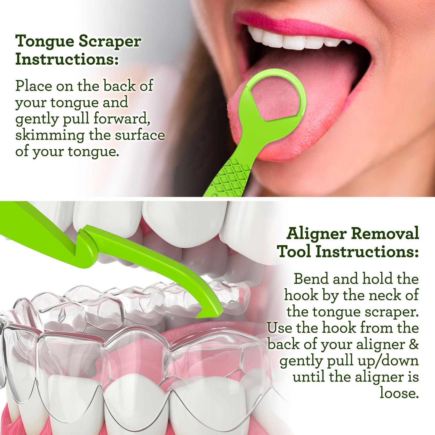 Ultimate Dual Function Tongue Scraper with Aligner Remover - 40 ct