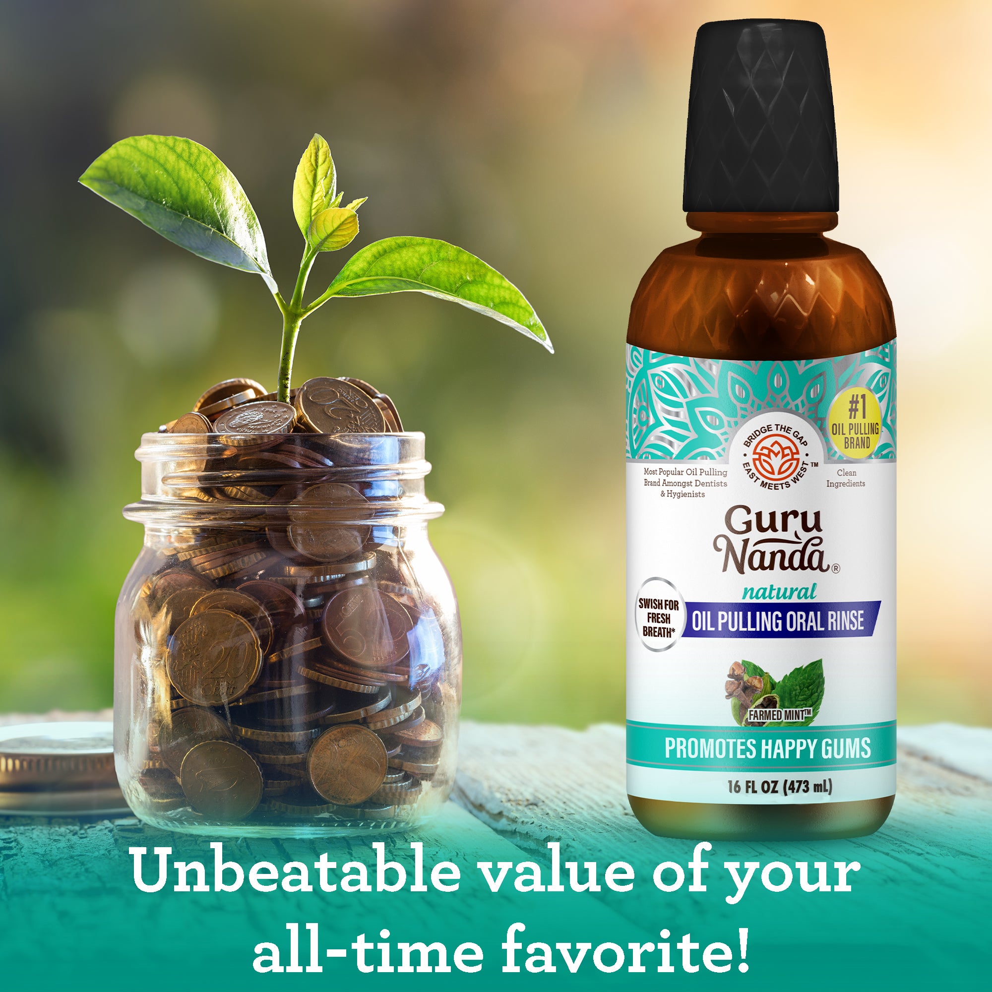 Aceite de coco y menta para enjuague bucal con aceites esenciales y vitaminas (1 unidad)