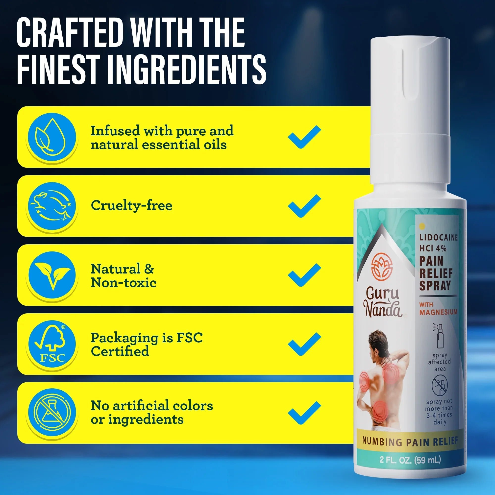 Lidocaine Pain Relief Spray with Magnesium – GuruNanda