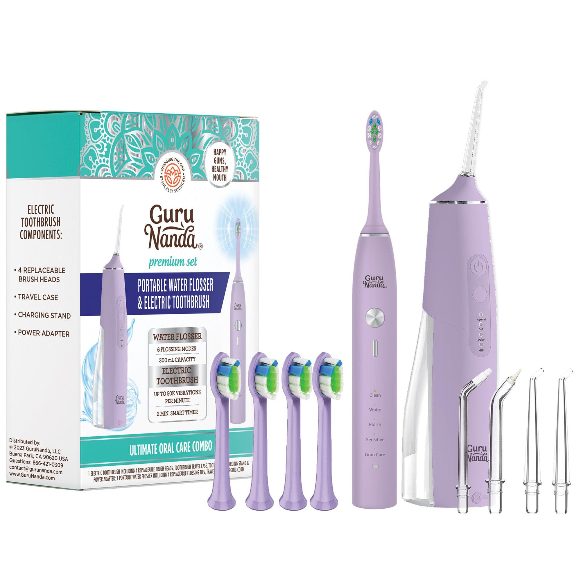 GuruNanda Lion & Lamb Kit, Water Flosser & Sonic Toothbrush Set-Lavender