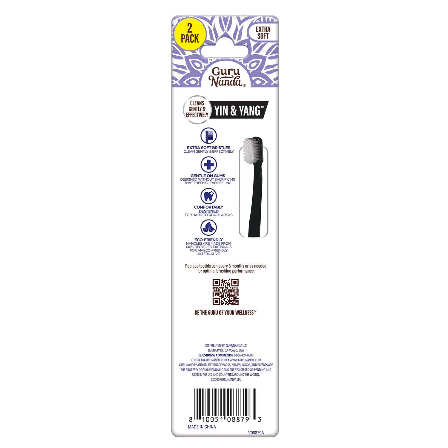 Yin Yang Toothbrush - Extra Soft Bristle - 2 Pack
